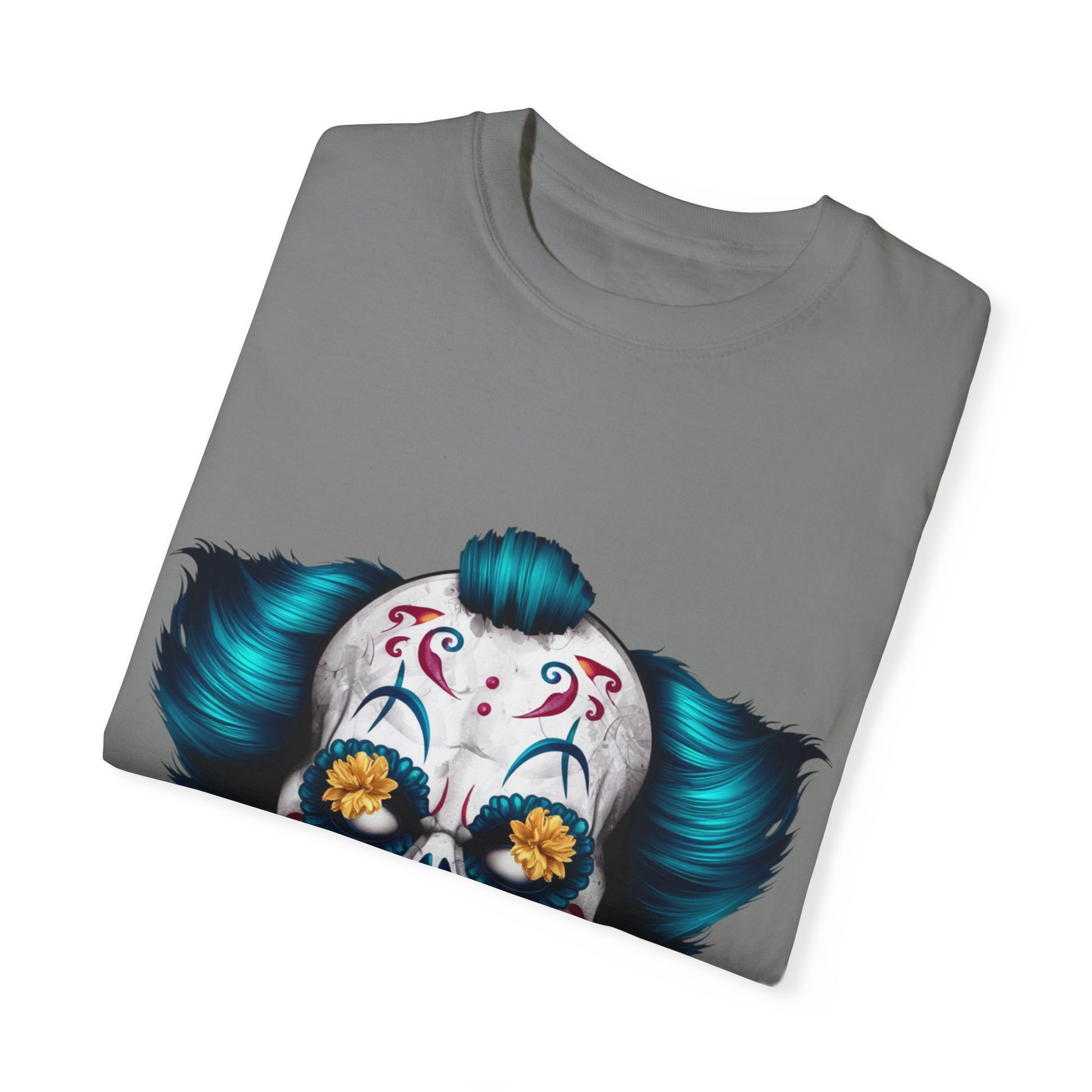 Funny Horror Scary Clown Face Urban Sarcastic Graphic Unisex Garment Dyed T-shirt Cotton Funny Humorous Graphic Soft Premium Unisex Men Women Grey T-shirt Birthday Gift-41