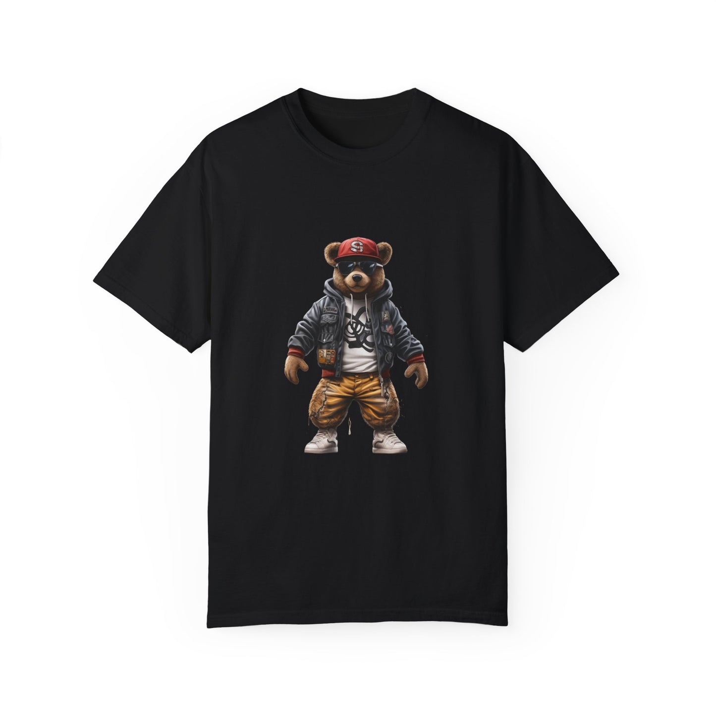 Hip Hop Teddy Bear Graphic Unisex Garment-dyed T-shirt Cotton Funny Humorous Graphic Soft Premium Unisex Men Women Black T-shirt Birthday Gift-1