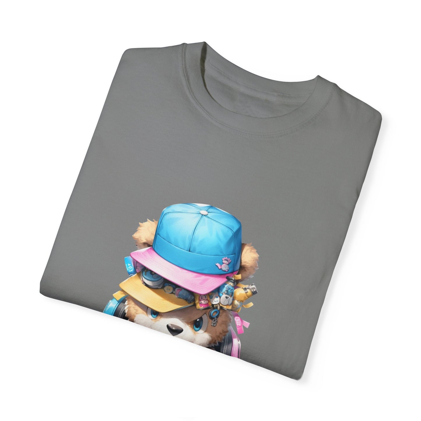 Hip Hop Teddy Bear Graphic Unisex Garment-dyed T-shirt Cotton Funny Humorous Graphic Soft Premium Unisex Men Women Grey T-shirt Birthday Gift-41