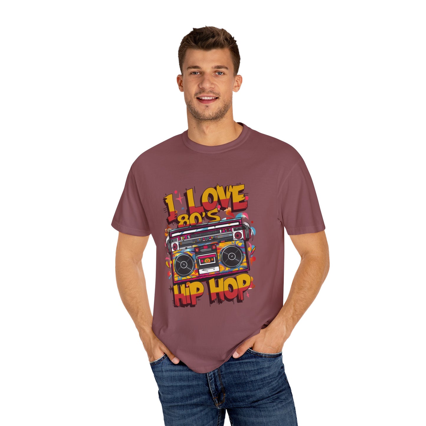 I Love 80's Hip Hop Graphic Unisex Garment-dyed T-shirt Cotton Funny Humorous Graphic Soft Premium Unisex Men Women Brick T-shirt Birthday Gift-30