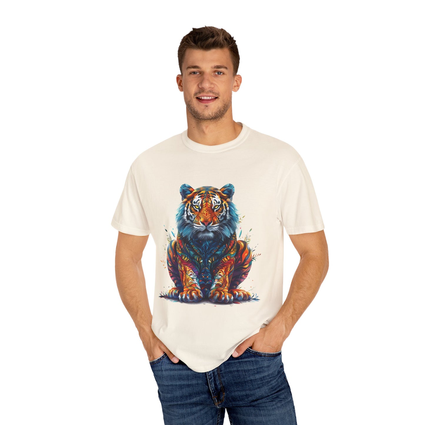 Lion Head Cool Graphic Design Novelty Unisex Garment-dyed T-shirt Cotton Funny Humorous Graphic Soft Premium Unisex Men Women Ivory T-shirt Birthday Gift-45