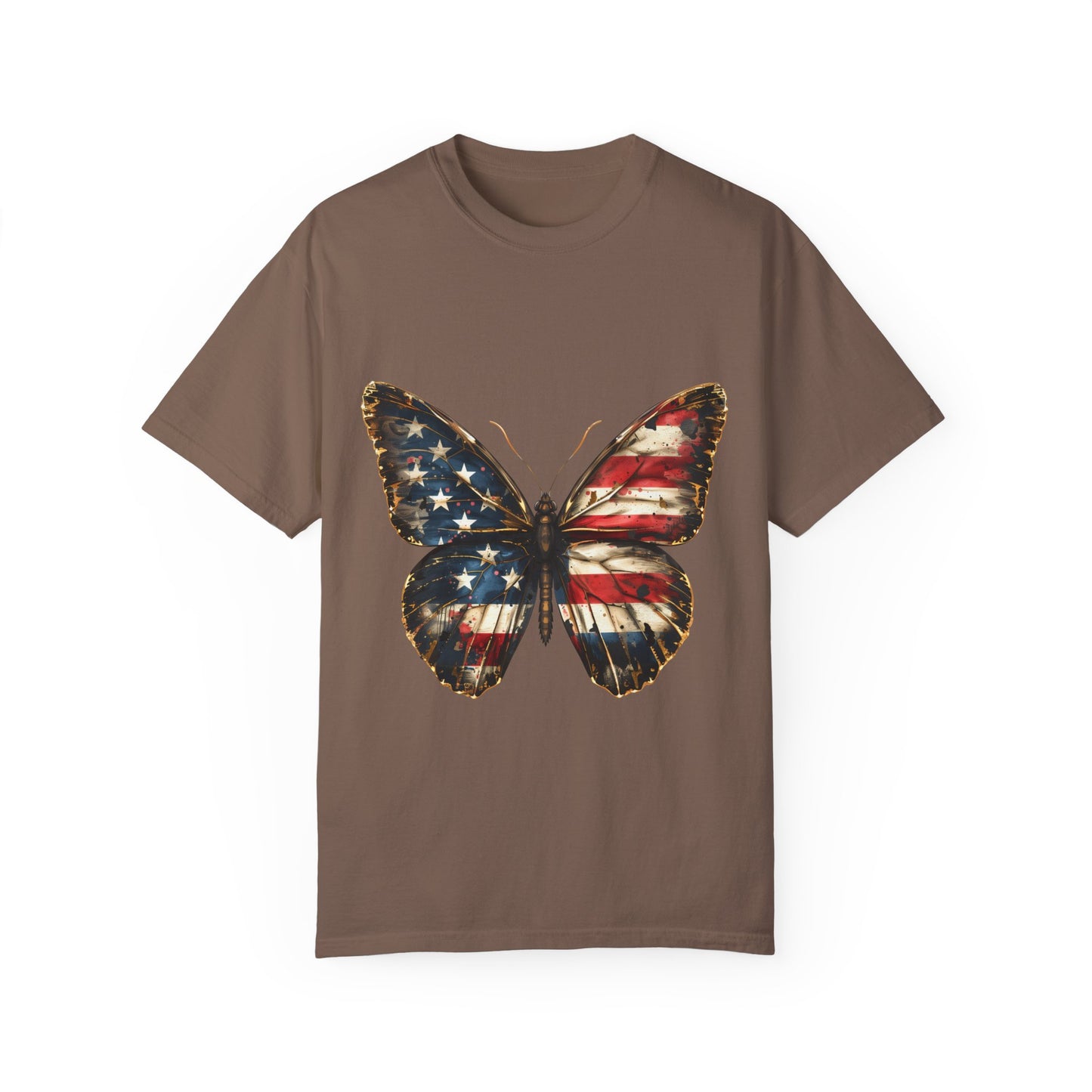 American Flag Butterfly Graphic Unisex Garment Dyed T-shirt Cotton Funny Humorous Graphic Soft Premium Unisex Men Women Espresso T-shirt Birthday Gift-15