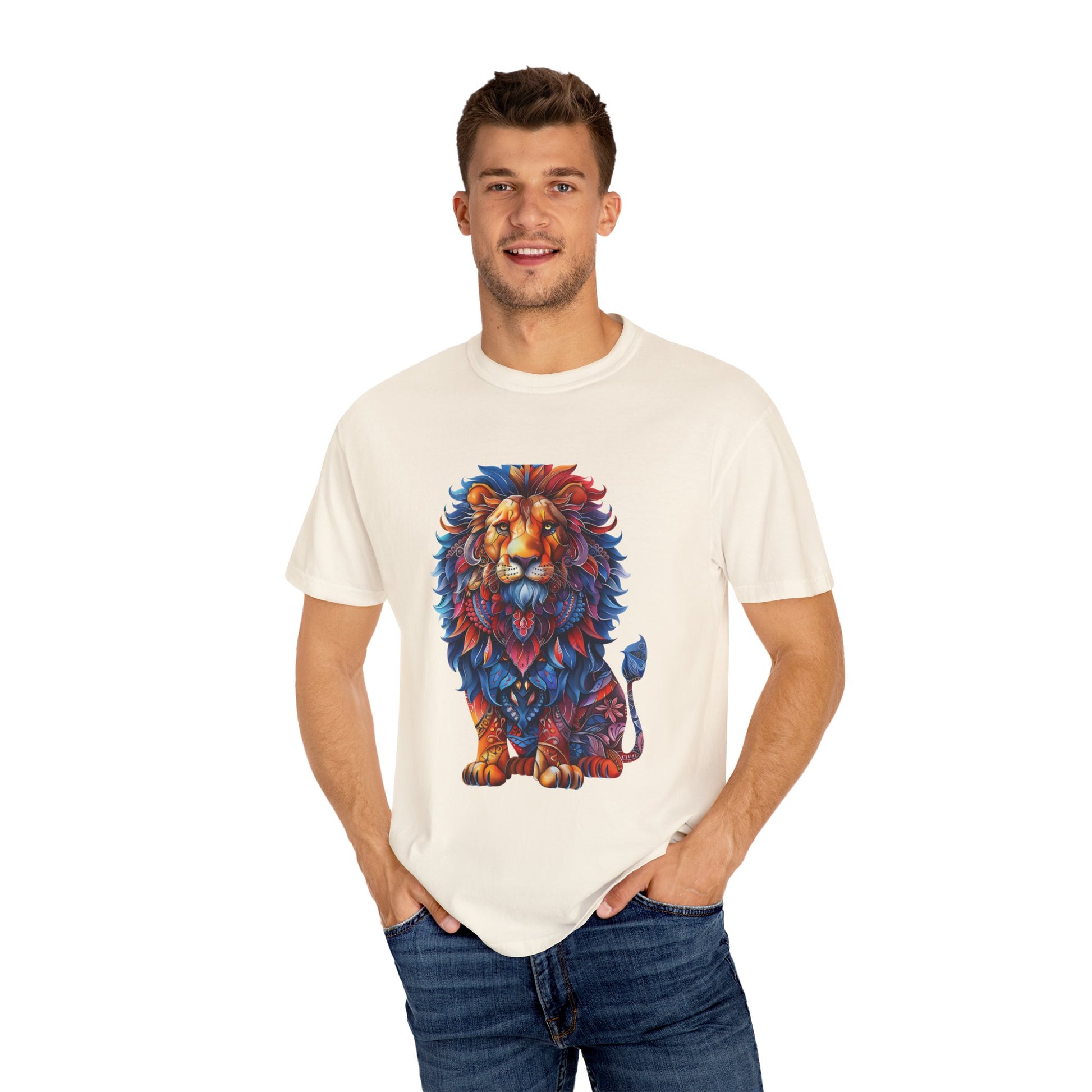 Copy of Lion Head Cool Graphic Design Novelty Unisex Garment-dyed T-shirt Cotton Funny Humorous Graphic Soft Premium Unisex Men Women Ivory T-shirt Birthday Gift-45