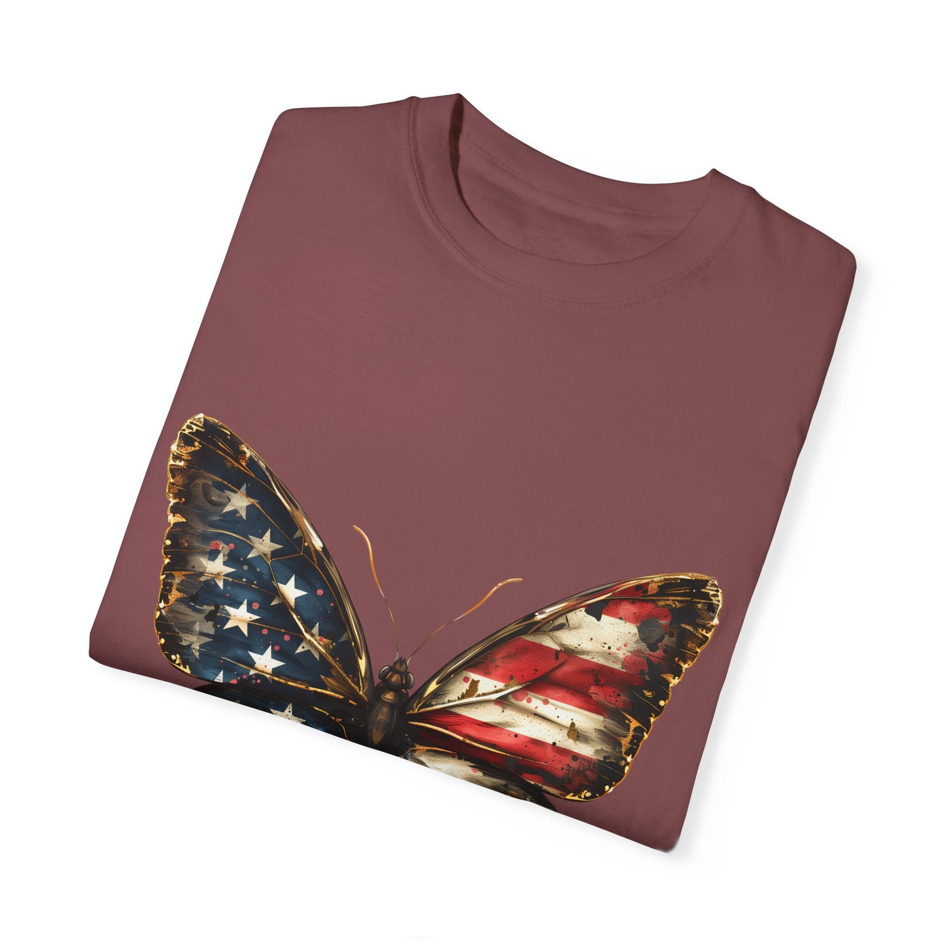 American Flag Butterfly Graphic Unisex Garment Dyed T-shirt Cotton Funny Humorous Graphic Soft Premium Unisex Men Women Brick T-shirt Birthday Gift-29