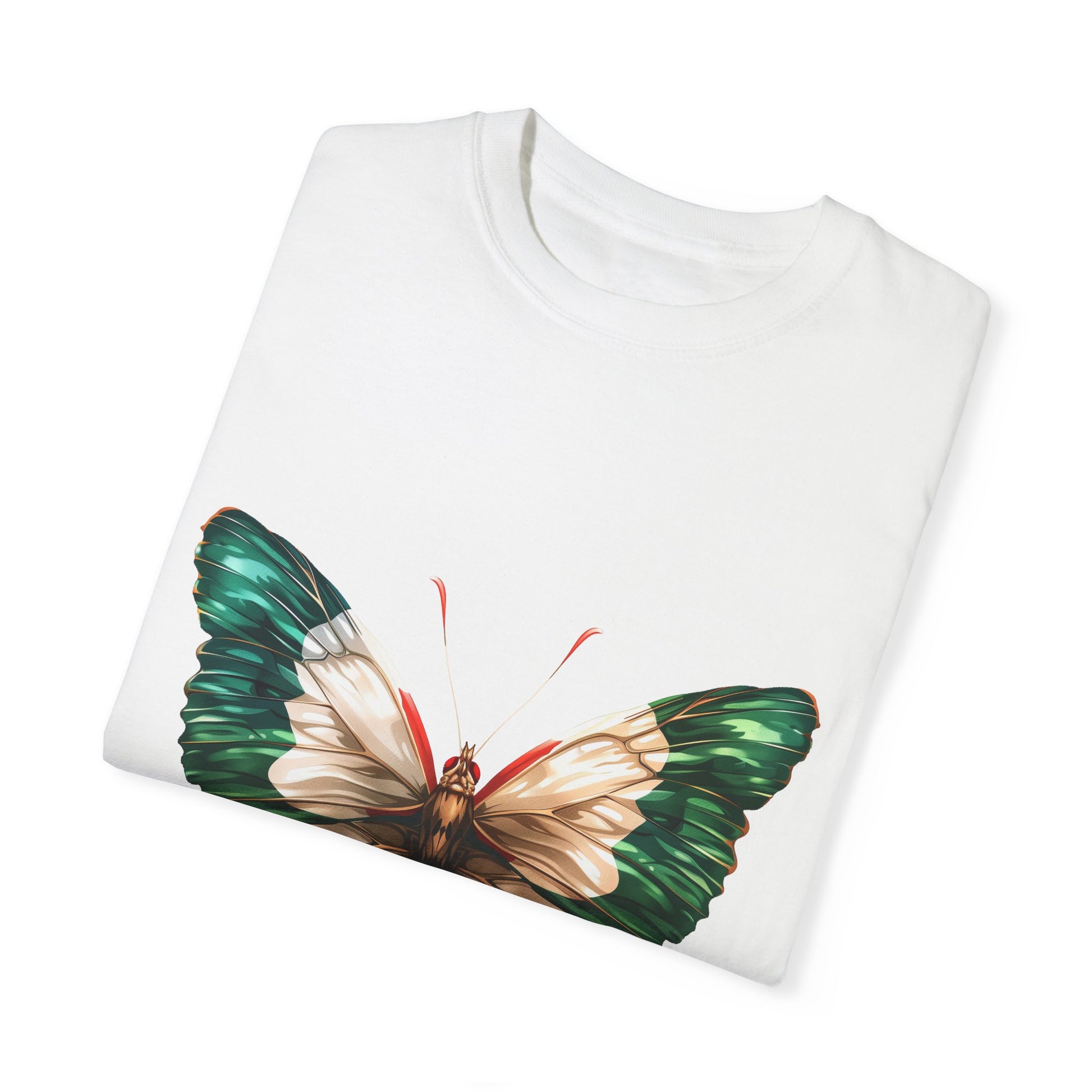 Mexico Flag Butterfly Graphic Unisex Garment Dyed T-shirt Cotton Funny Humorous Graphic Soft Premium Unisex Men Women White T-shirt Birthday Gift-23