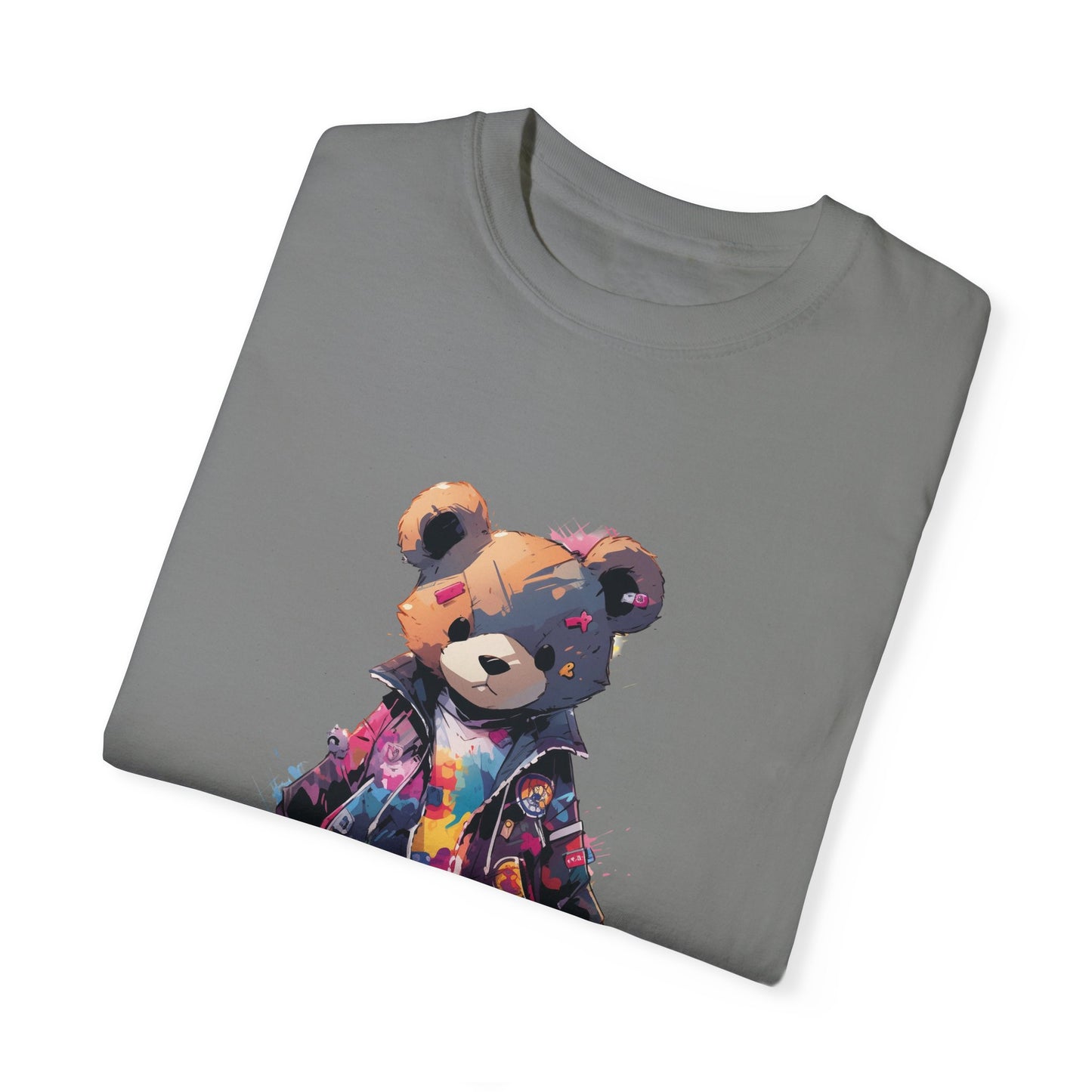 Hip Hop Teddy Bear Graphic Unisex Garment-dyed T-shirt Cotton Funny Humorous Graphic Soft Premium Unisex Men Women Grey T-shirt Birthday Gift-41