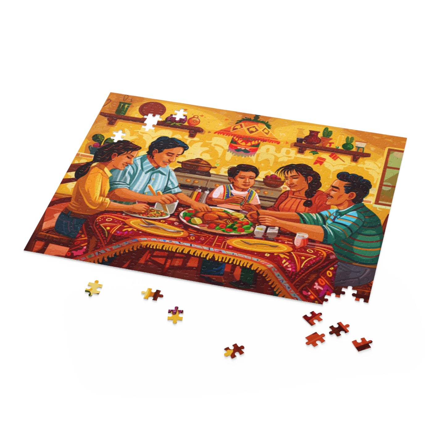 Mexican Family Member Sitting Retro Art Jigsaw Puzzle Adult Birthday Business Jigsaw Puzzle Gift for Him Funny Humorous Indoor Outdoor Game Gift For Her Online-5