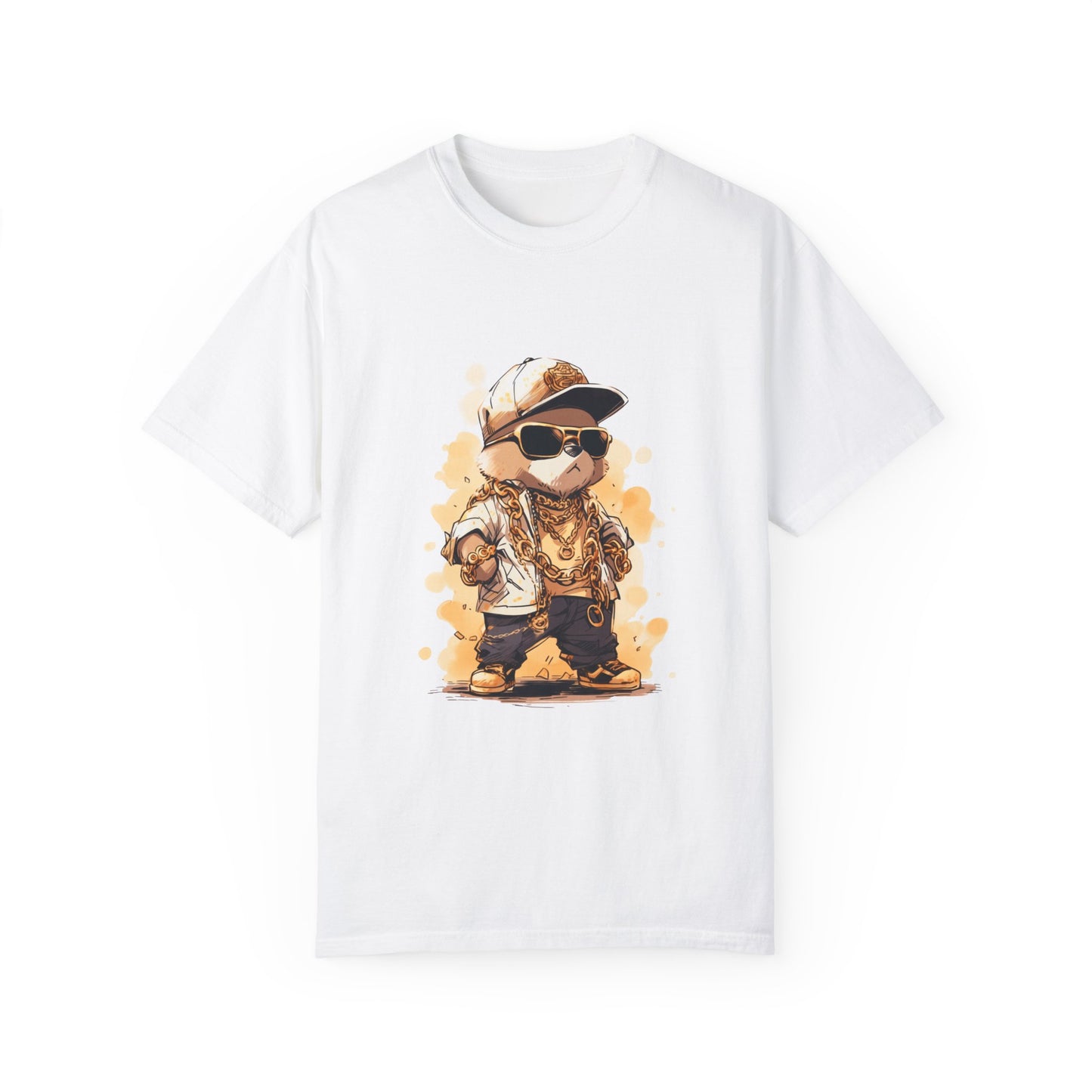 Hip Hop Teddy Bear Graphic Unisex Garment-dyed T-shirt Cotton Funny Humorous Graphic Soft Premium Unisex Men Women White T-shirt Birthday Gift-3