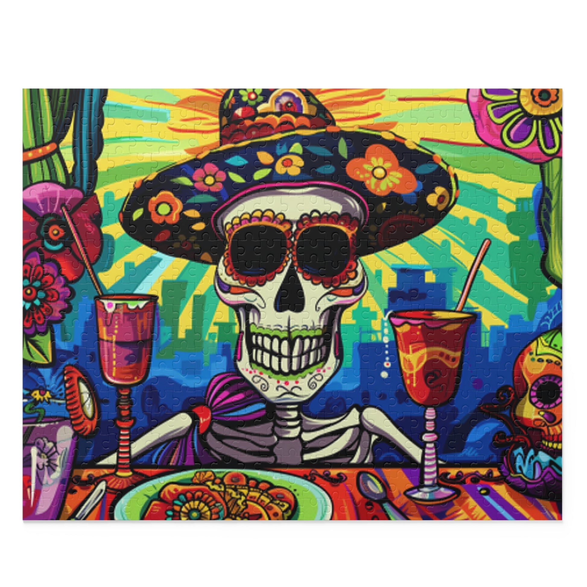 Mexican Art Day of the Dead Día de Muertos Jigsaw Puzzle Adult Birthday Business Jigsaw Puzzle Gift for Him Funny Humorous Indoor Outdoor Game Gift For Her Online-1