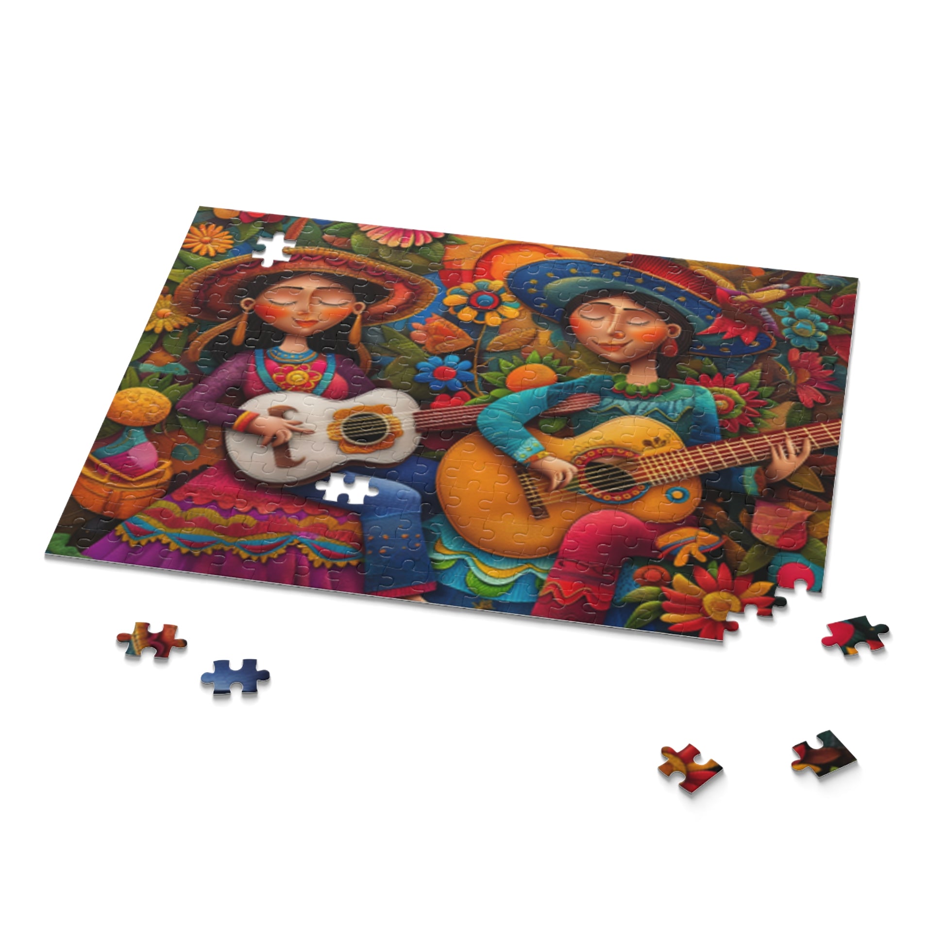 Mexican Art Couple With Guitar Jigsaw Puzzle Adult Birthday Business Jigsaw Puzzle Gift for Him Funny Humorous Indoor Outdoor Game Gift For Her Online-9