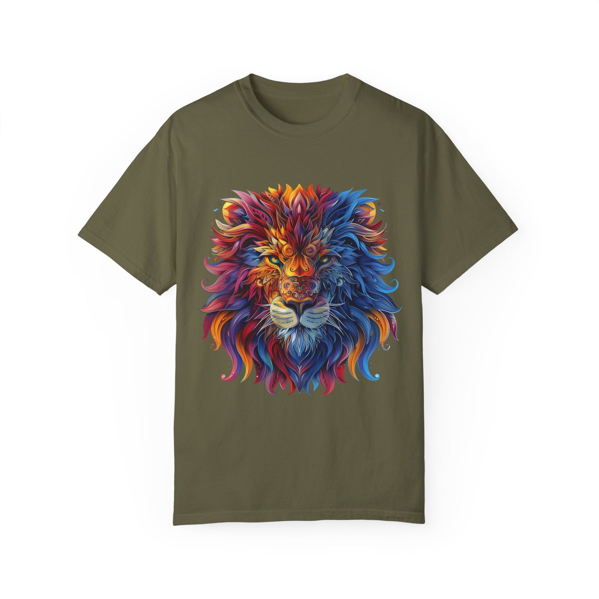 Lion Head Cool Graphic Design Novelty Unisex Garment-dyed T-shirt Cotton Funny Humorous Graphic Soft Premium Unisex Men Women Sage T-shirt Birthday Gift-13