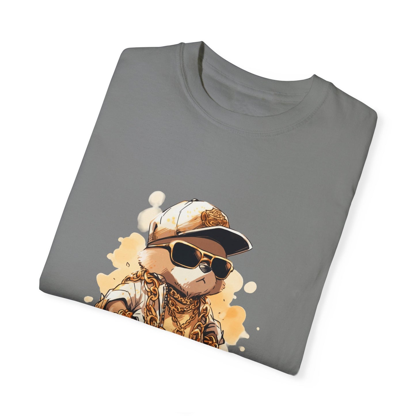 Hip Hop Teddy Bear Graphic Unisex Garment-dyed T-shirt Cotton Funny Humorous Graphic Soft Premium Unisex Men Women Grey T-shirt Birthday Gift-41