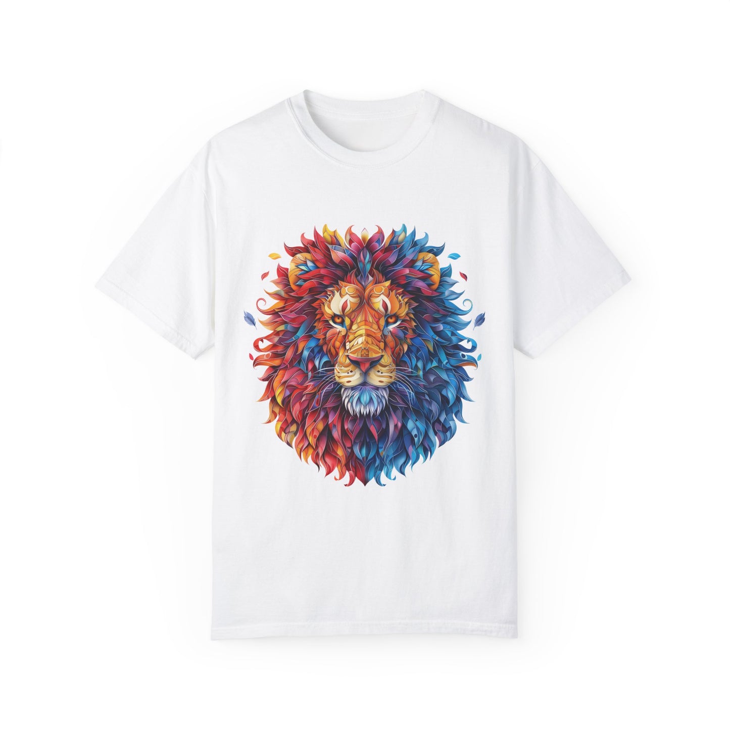 Lion Head Cool Graphic Design Novelty Unisex Garment-dyed T-shirt Cotton Funny Humorous Graphic Soft Premium Unisex Men Women White T-shirt Birthday Gift-3