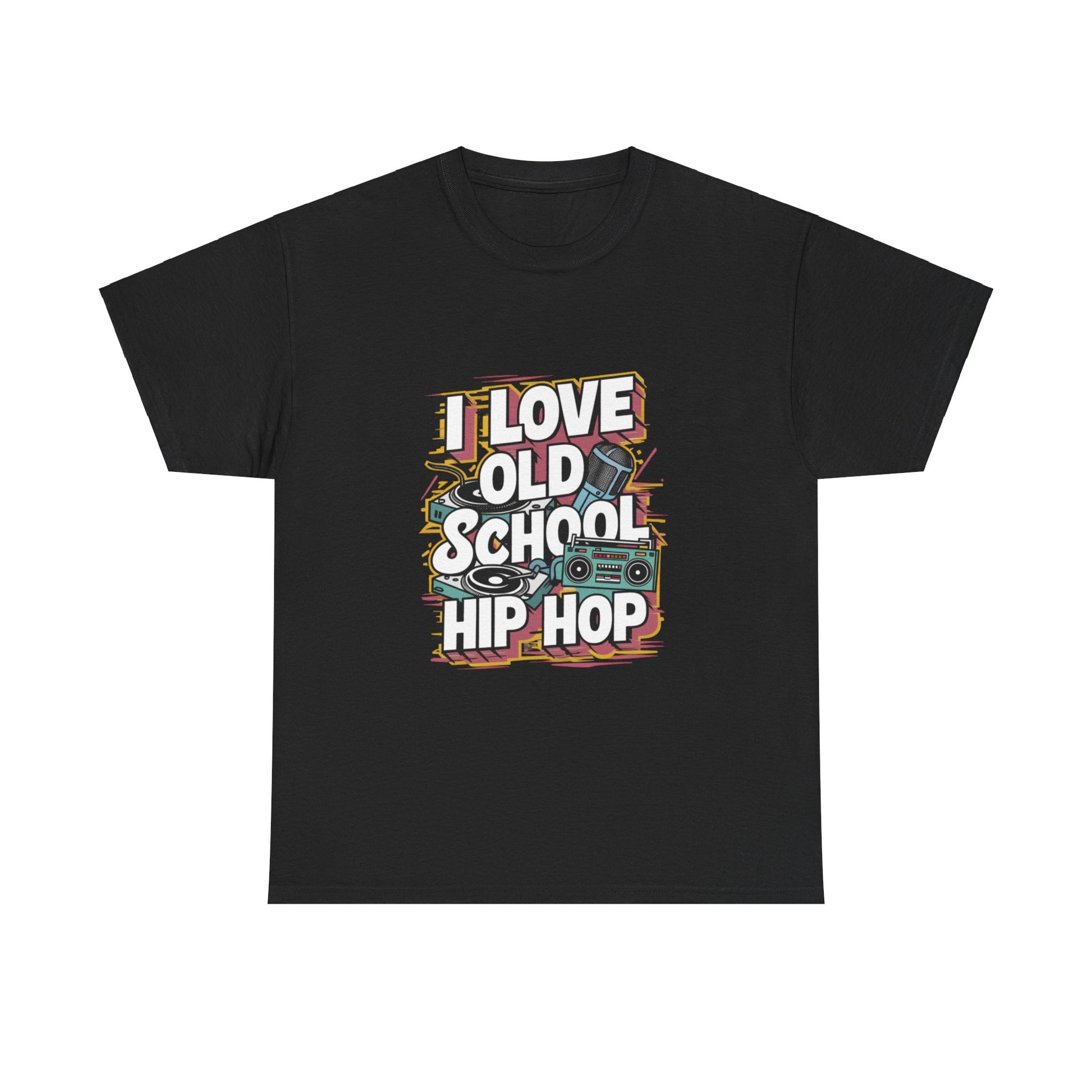 I Love Old School Hip Hop Urban Graphic Unisex Heavy Cotton Tee Cotton Funny Humorous Graphic Soft Premium Unisex Men Women Black T-shirt Birthday Gift-1