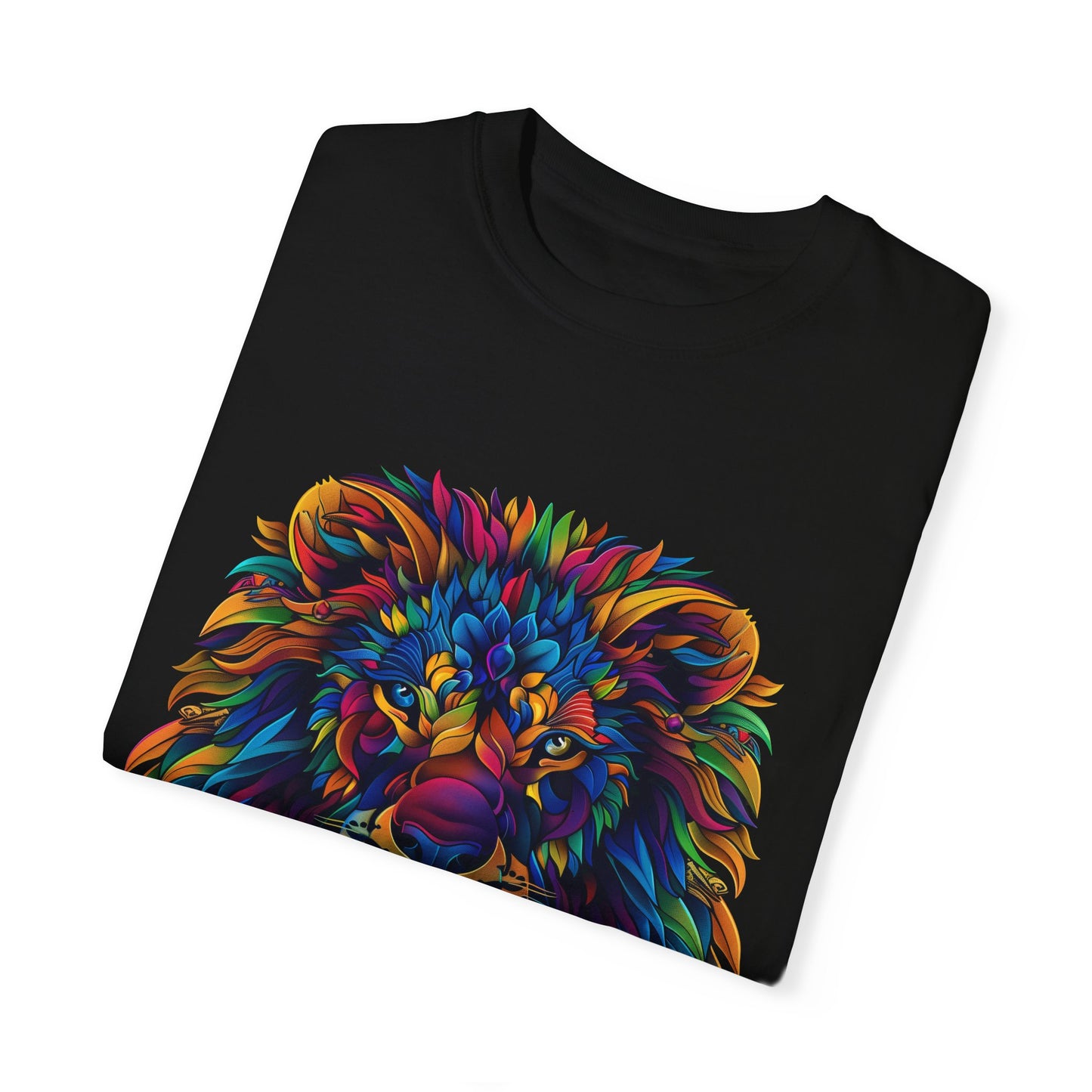 Lion Head Cool Graphic Design Novelty Unisex Garment-dyed T-shirt Cotton Funny Humorous Graphic Soft Premium Unisex Men Women Black T-shirt Birthday Gift-17