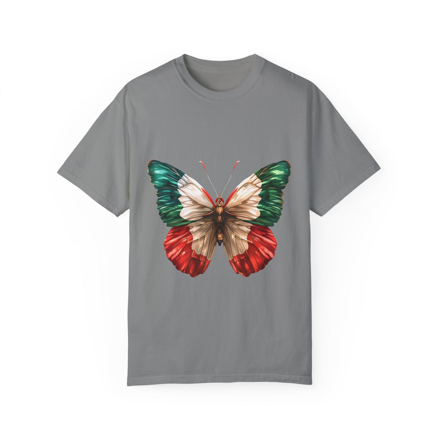 Mexico Flag Butterfly Graphic Unisex Garment Dyed T-shirt Cotton Funny Humorous Graphic Soft Premium Unisex Men Women Granite T-shirt Birthday Gift-4