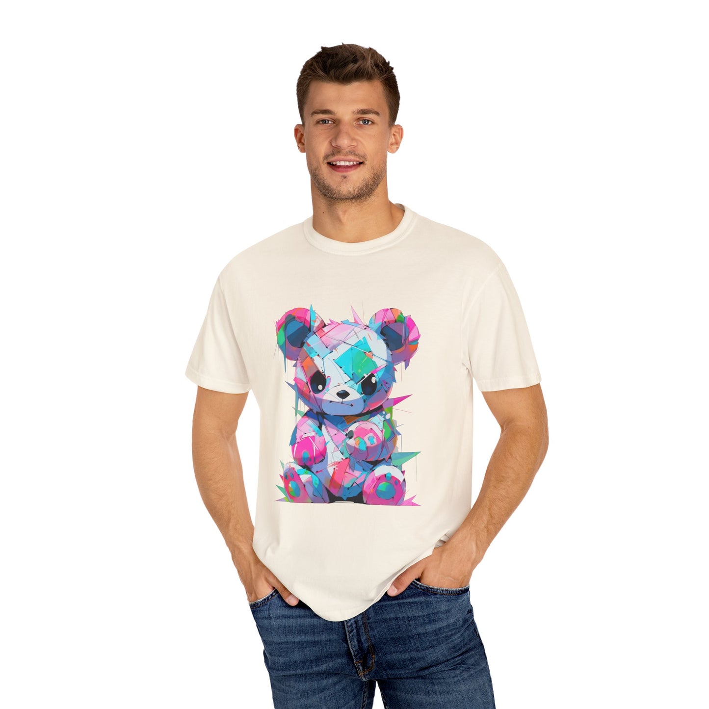 Hip Hop Teddy Bear Graphic Unisex Garment-dyed T-shirt Cotton Funny Humorous Graphic Soft Premium Unisex Men Women Ivory T-shirt Birthday Gift-45