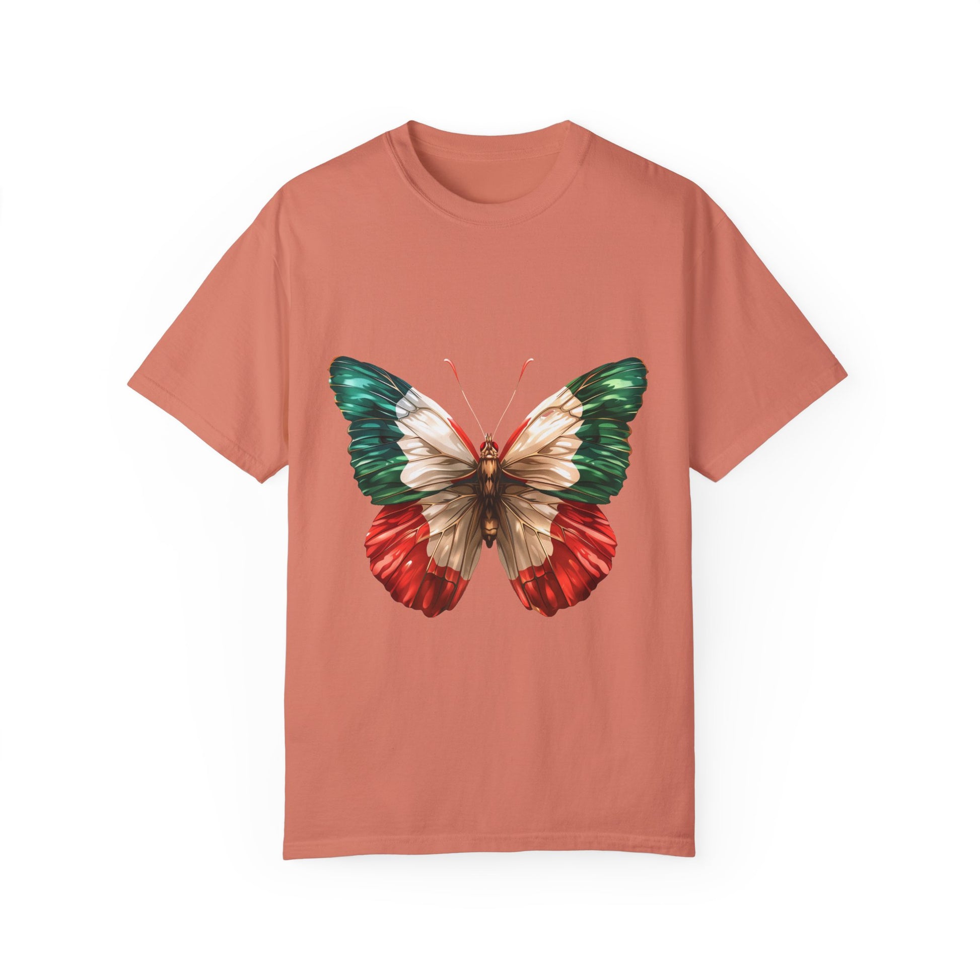 Mexico Flag Butterfly Graphic Unisex Garment Dyed T-shirt Cotton Funny Humorous Graphic Soft Premium Unisex Men Women Terracotta T-shirt Birthday Gift-14