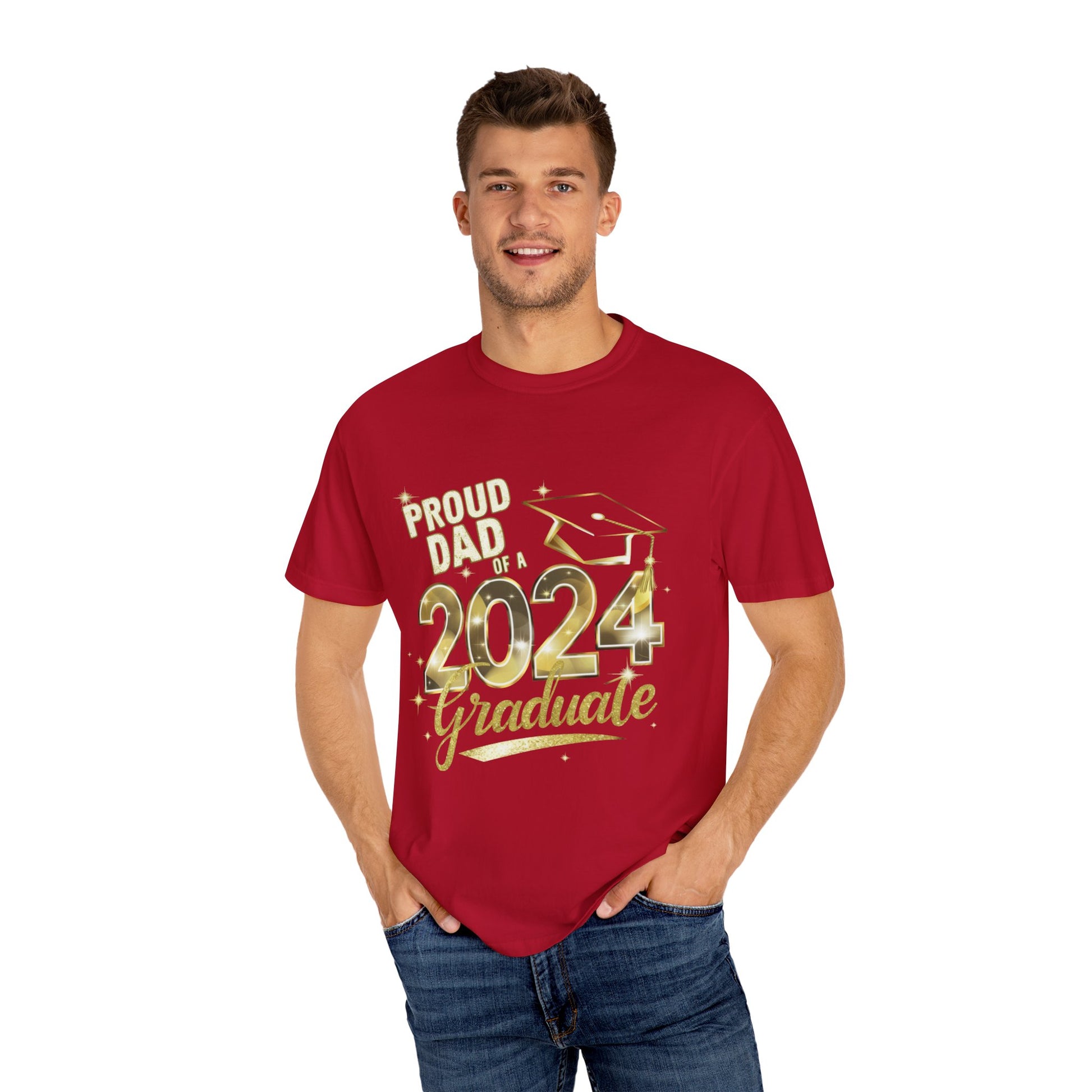 Proud of Dad 2024 Graduate Unisex Garment-dyed T-shirt Cotton Funny Humorous Graphic Soft Premium Unisex Men Women Red T-shirt Birthday Gift-21
