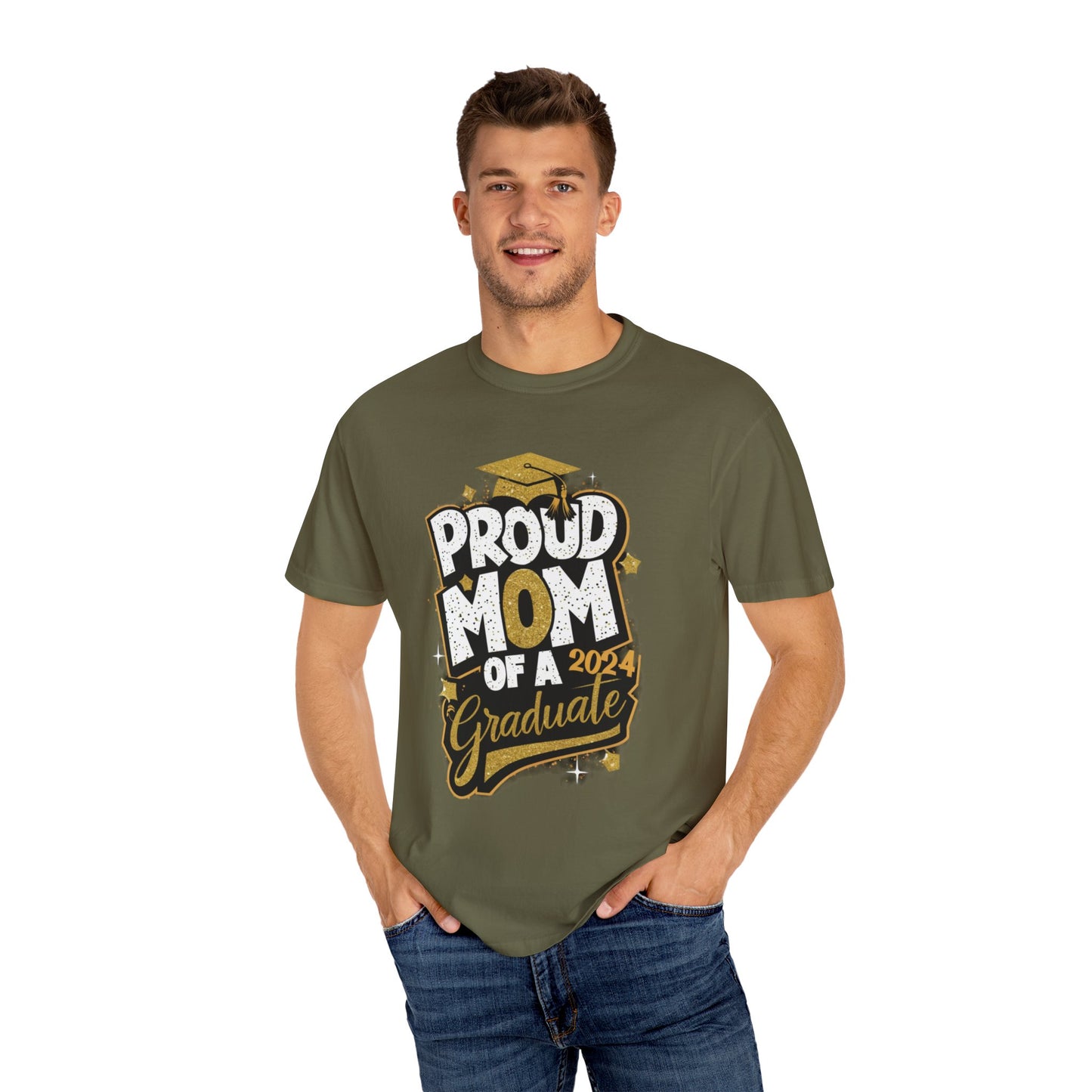 Proud Mom of a 2024 Graduate Unisex Garment-dyed T-shirt Cotton Funny Humorous Graphic Soft Premium Unisex Men Women Sage T-shirt Birthday Gift-54