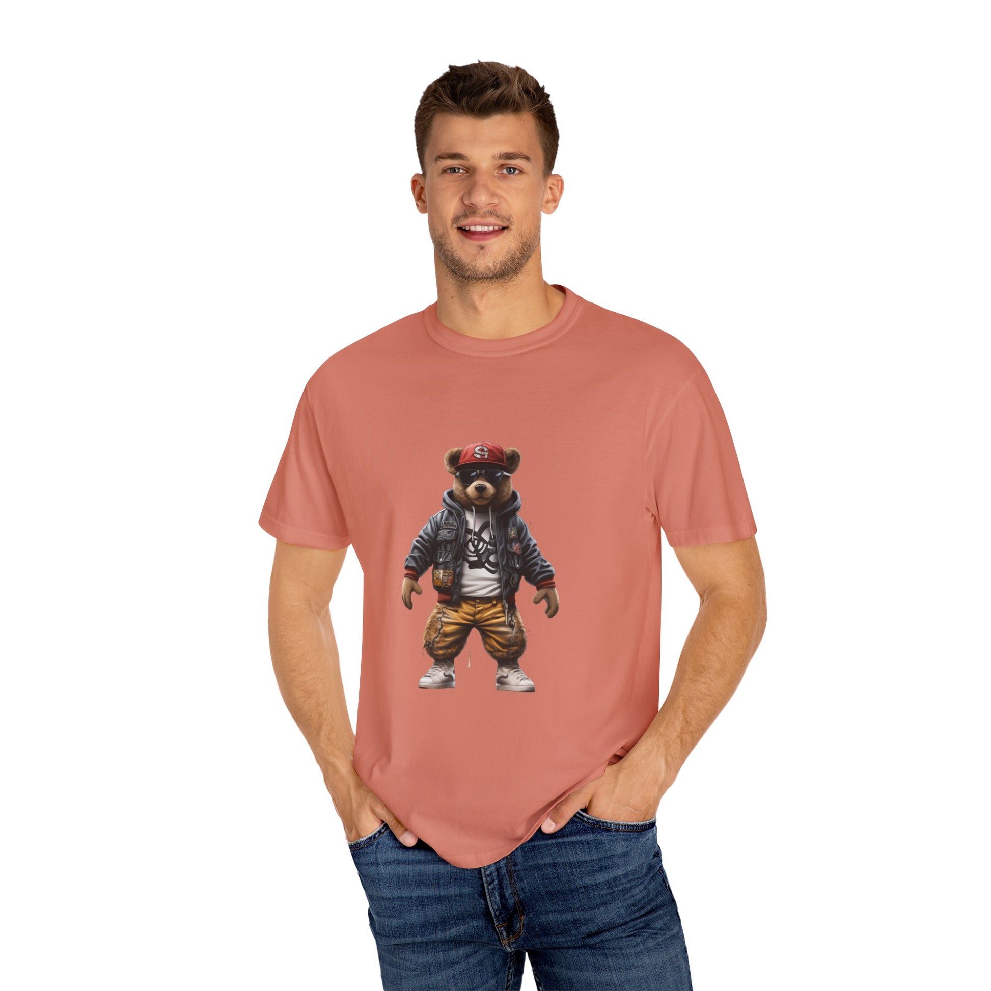 Hip Hop Teddy Bear Graphic Unisex Garment-dyed T-shirt Cotton Funny Humorous Graphic Soft Premium Unisex Men Women Terracotta T-shirt Birthday Gift-57