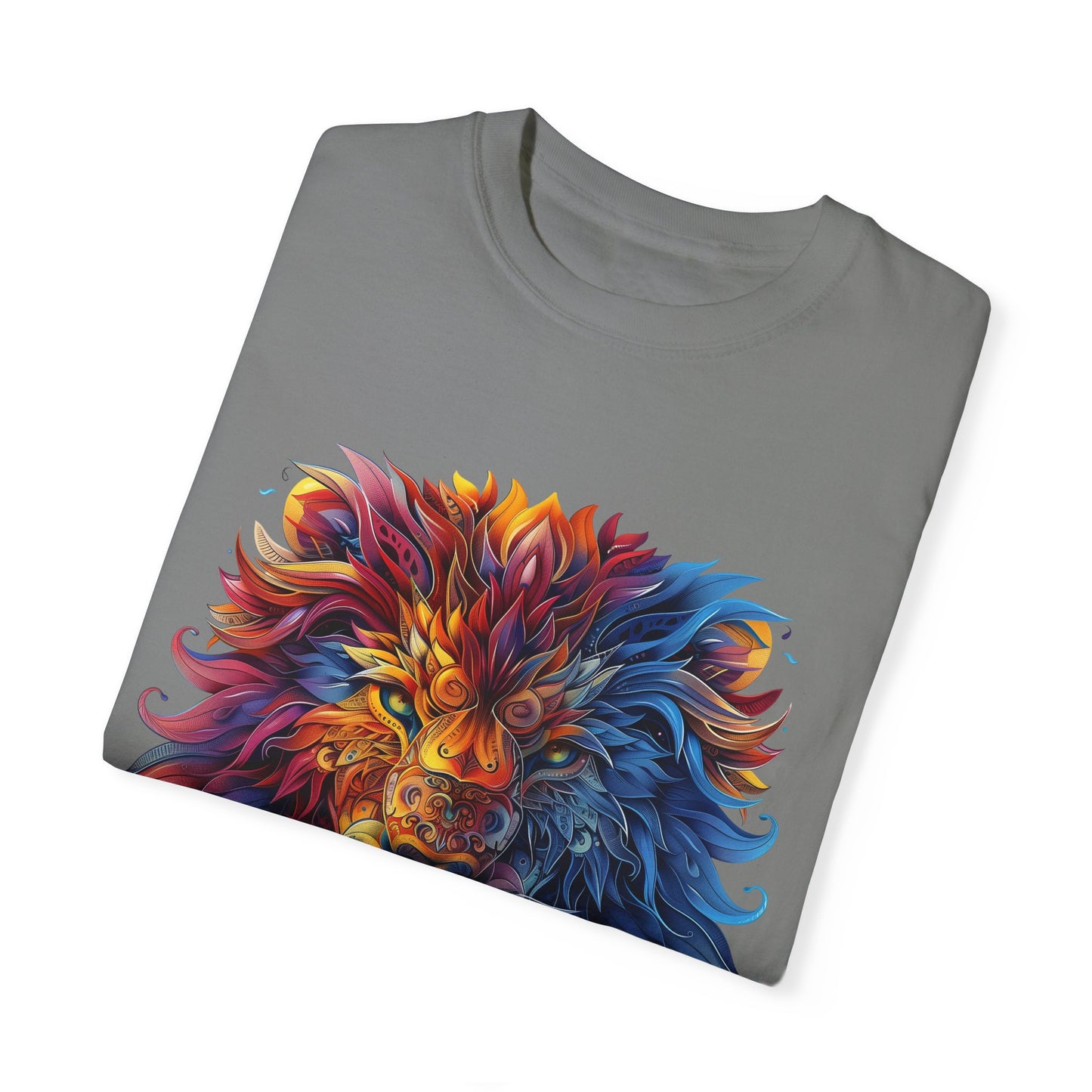 Lion Head Cool Graphic Design Novelty Unisex Garment-dyed T-shirt Cotton Funny Humorous Graphic Soft Premium Unisex Men Women Grey T-shirt Birthday Gift-41