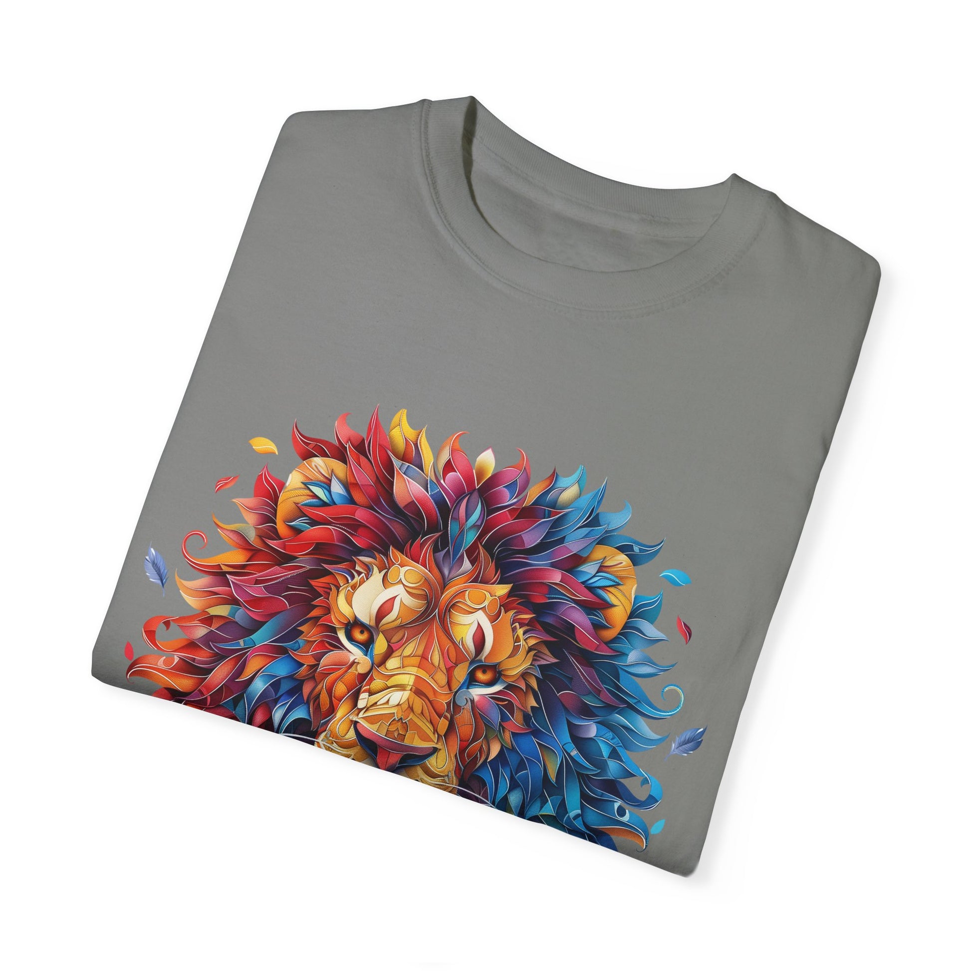 Lion Head Cool Graphic Design Novelty Unisex Garment-dyed T-shirt Cotton Funny Humorous Graphic Soft Premium Unisex Men Women Granite T-shirt Birthday Gift-26