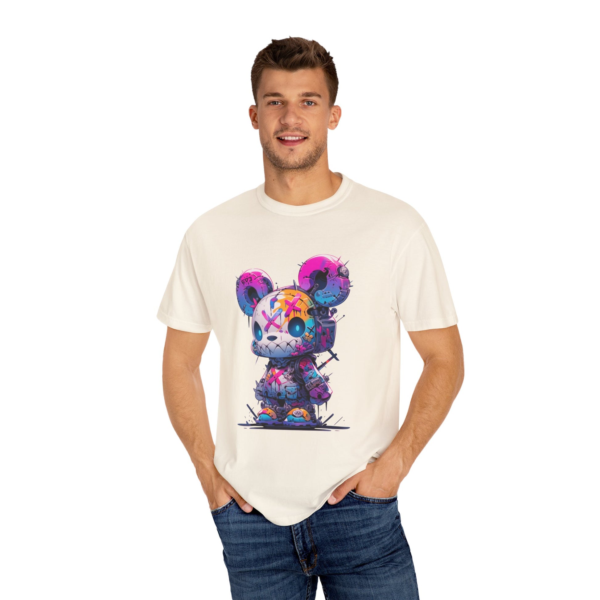 Hip Hop Teddy Bear Graphic Unisex Garment-dyed T-shirt Cotton Funny Humorous Graphic Soft Premium Unisex Men Women Ivory T-shirt Birthday Gift-45