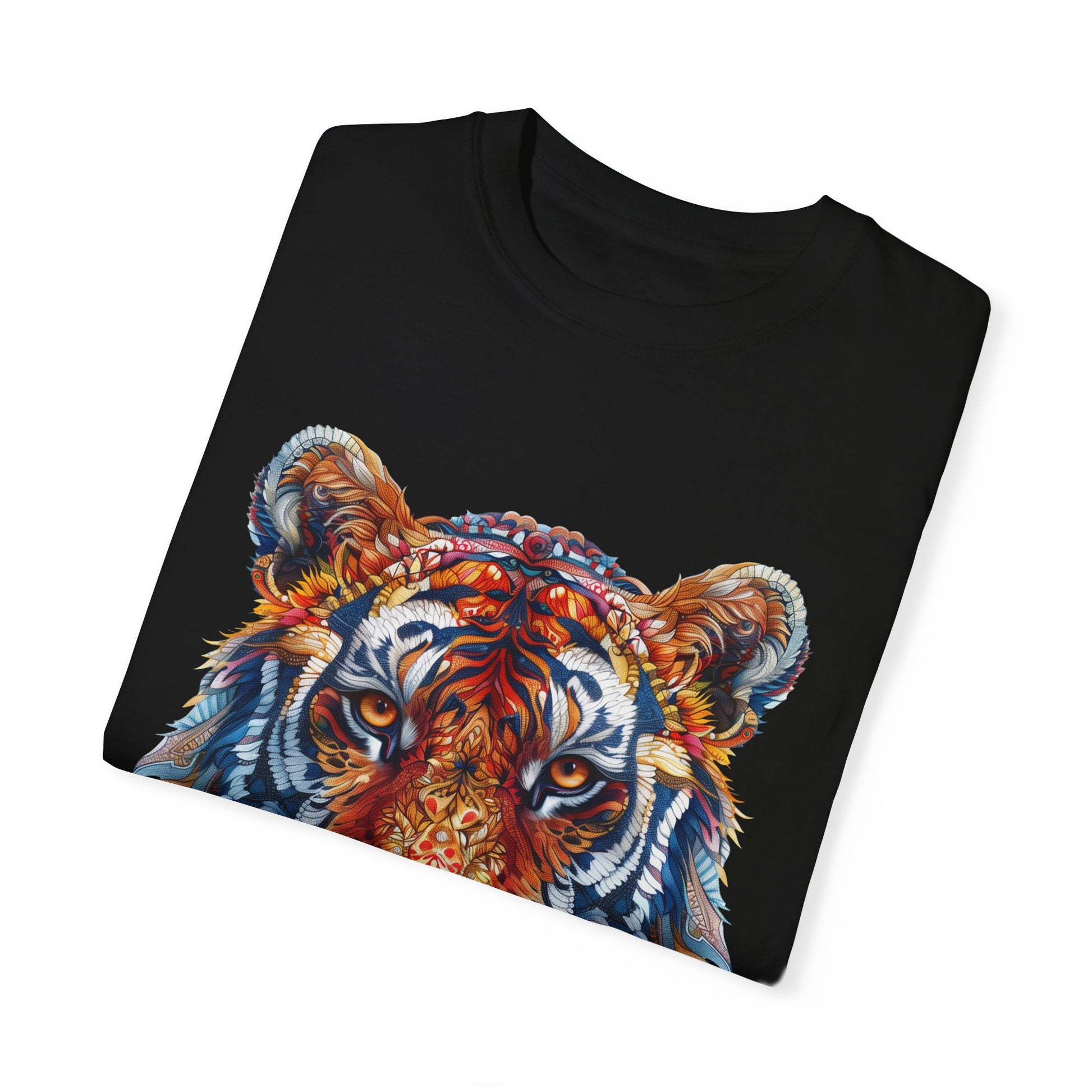 Lion Head Cool Graphic Design Novelty Unisex Garment-dyed T-shirt Cotton Funny Humorous Graphic Soft Premium Unisex Men Women Black T-shirt Birthday Gift-17