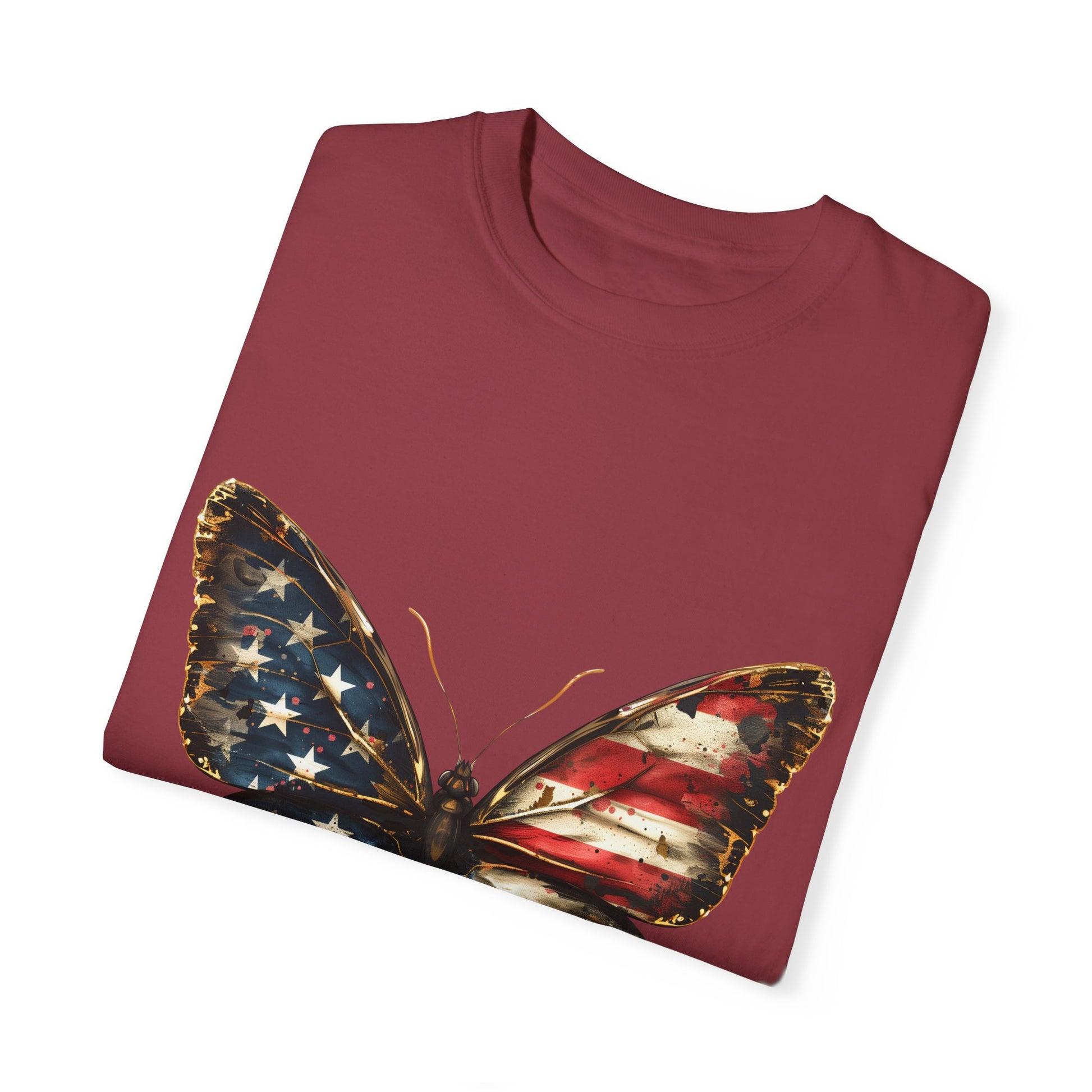 American Flag Butterfly Graphic Unisex Garment Dyed T-shirt Cotton Funny Humorous Graphic Soft Premium Unisex Men Women Chili T-shirt Birthday Gift-35
