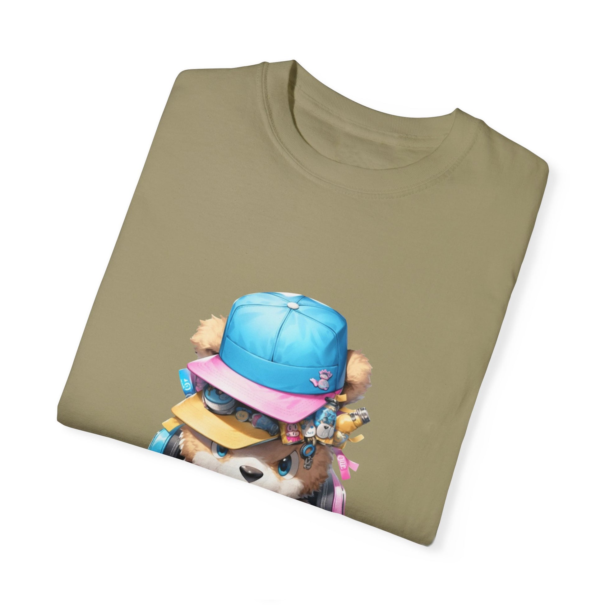 Hip Hop Teddy Bear Graphic Unisex Garment-dyed T-shirt Cotton Funny Humorous Graphic Soft Premium Unisex Men Women Khaki T-shirt Birthday Gift-47