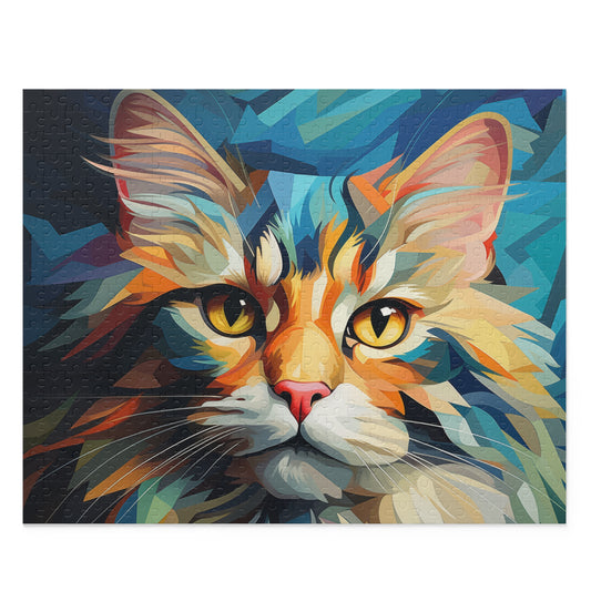 Abstract Oil Paint Watercolor Cat Jigsaw Puzzle Adult Birthday Business Jigsaw Puzzle Gift for Him Funny Humorous Indoor Outdoor Game Gift For Her Online-1