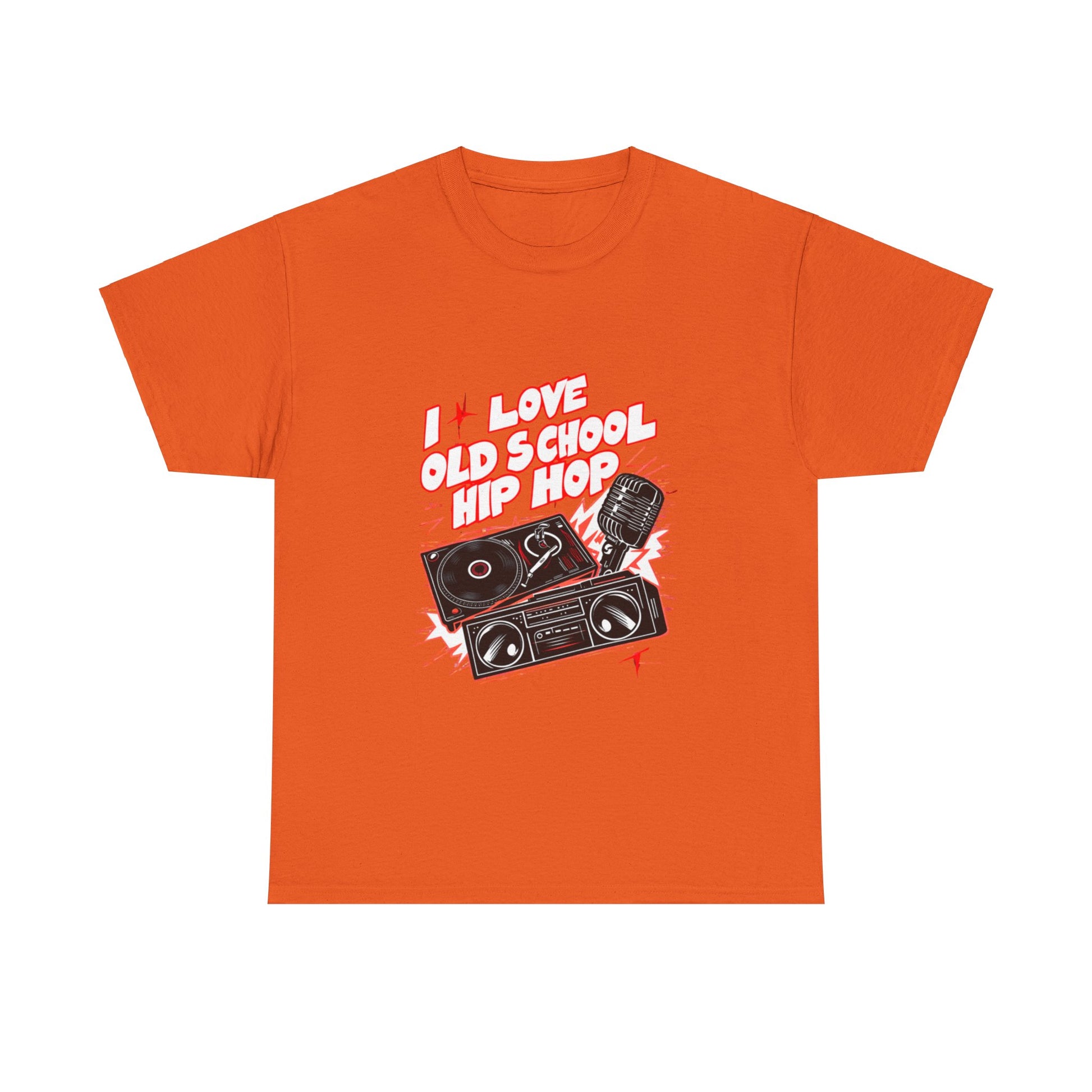 I Love Old School Hip Hop Urban Graphic Unisex Heavy Cotton Tee Cotton Funny Humorous Graphic Soft Premium Unisex Men Women Orange T-shirt Birthday Gift-6