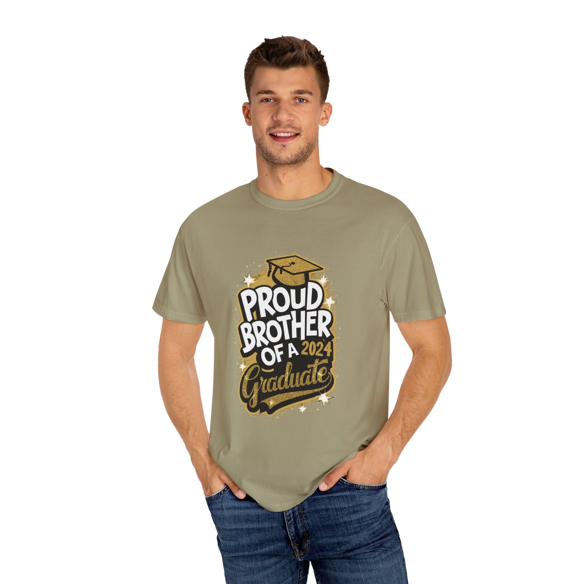 Proud Brother of a 2024 Graduate Unisex Garment-dyed T-shirt Cotton Funny Humorous Graphic Soft Premium Unisex Men Women Khaki T-shirt Birthday Gift-48