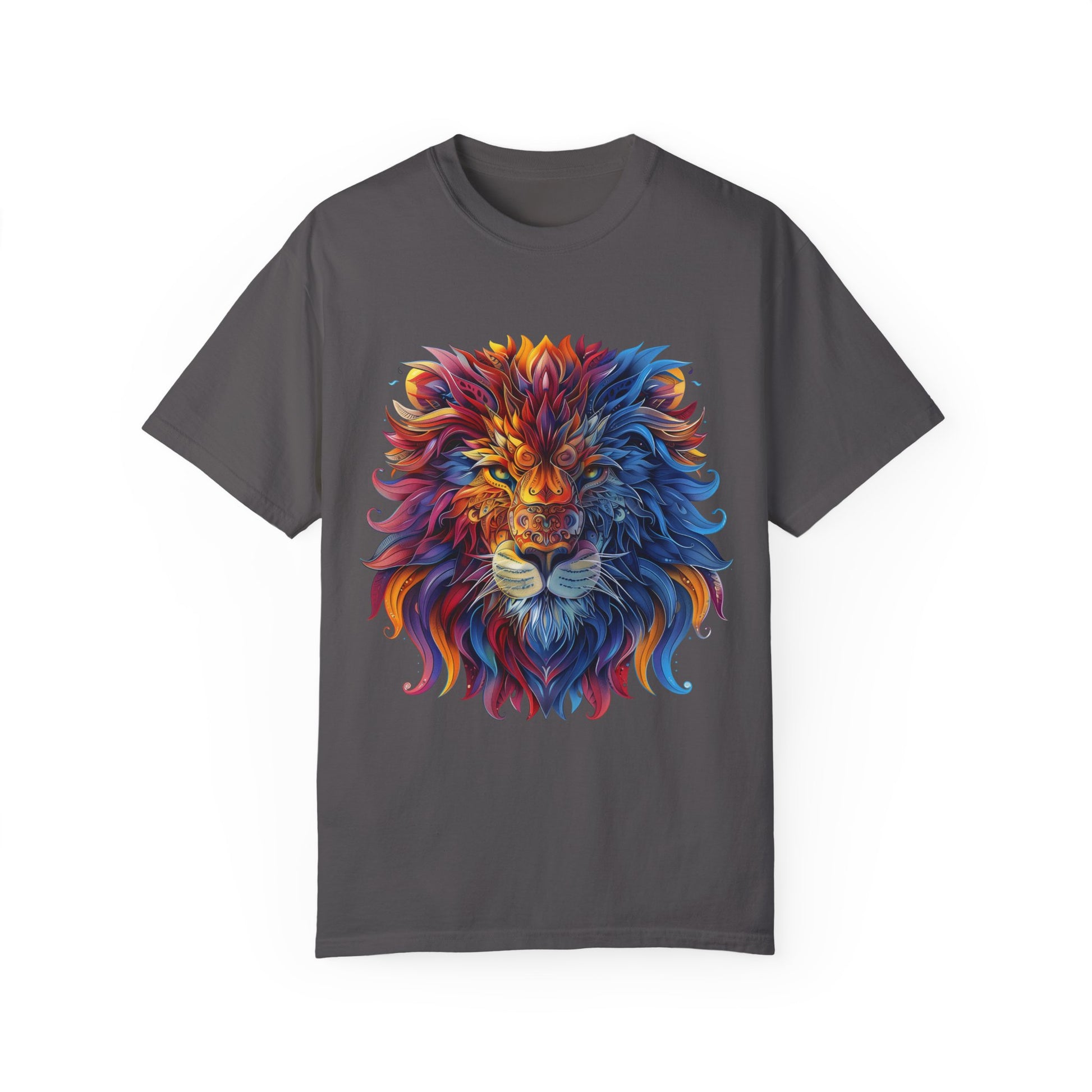 Lion Head Cool Graphic Design Novelty Unisex Garment-dyed T-shirt Cotton Funny Humorous Graphic Soft Premium Unisex Men Women Graphite T-shirt Birthday Gift-8