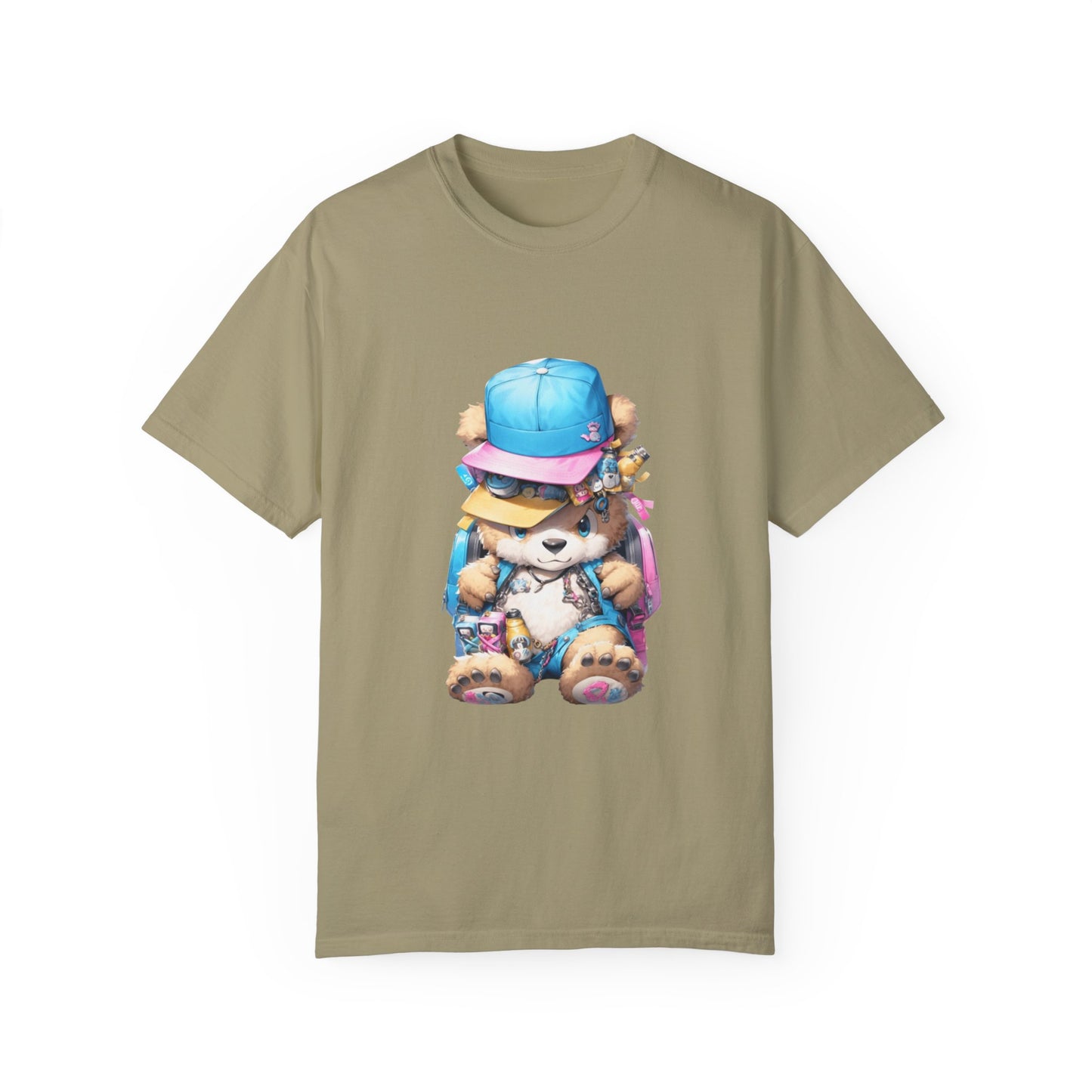 Hip Hop Teddy Bear Graphic Unisex Garment-dyed T-shirt Cotton Funny Humorous Graphic Soft Premium Unisex Men Women Khaki T-shirt Birthday Gift-11