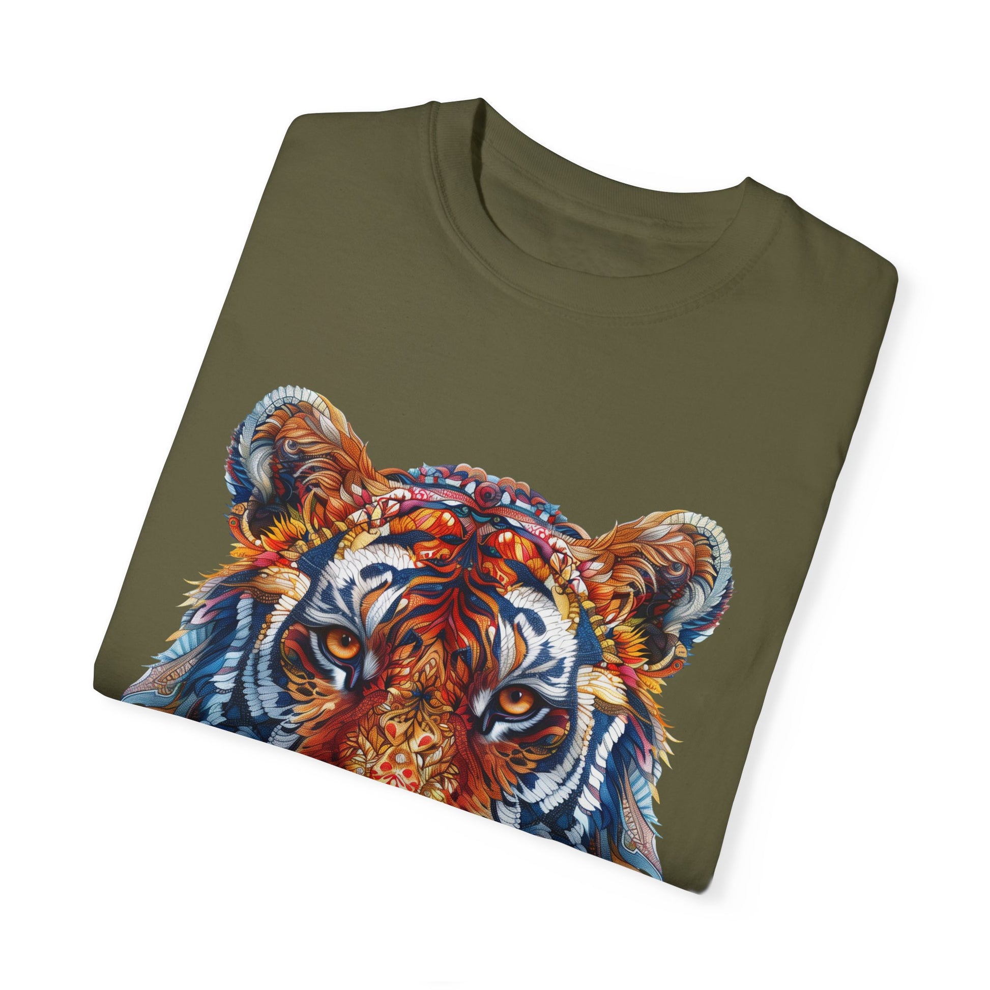 Lion Head Cool Graphic Design Novelty Unisex Garment-dyed T-shirt Cotton Funny Humorous Graphic Soft Premium Unisex Men Women Sage T-shirt Birthday Gift-53