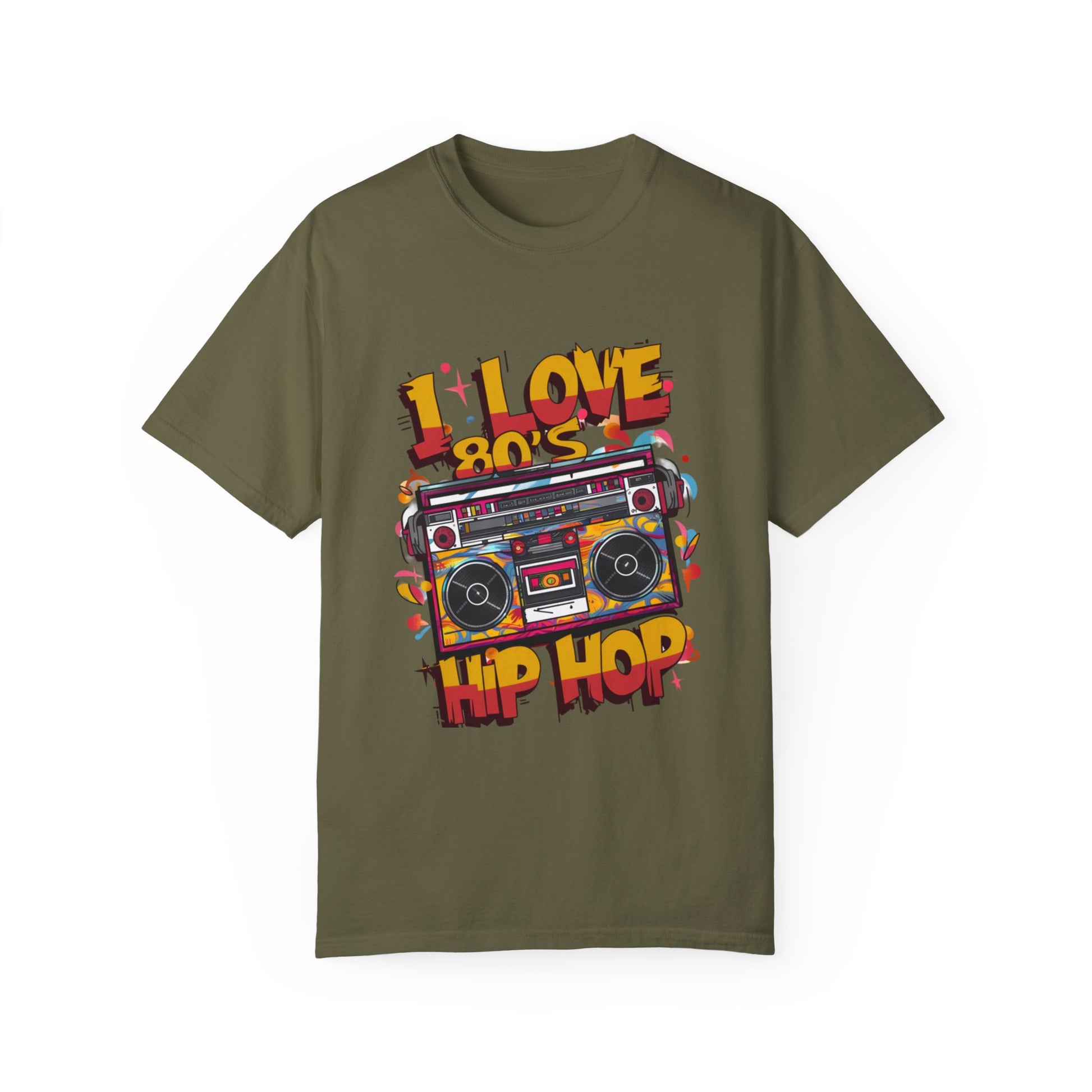 I Love 80's Hip Hop Graphic Unisex Garment-dyed T-shirt Cotton Funny Humorous Graphic Soft Premium Unisex Men Women Sage T-shirt Birthday Gift-13