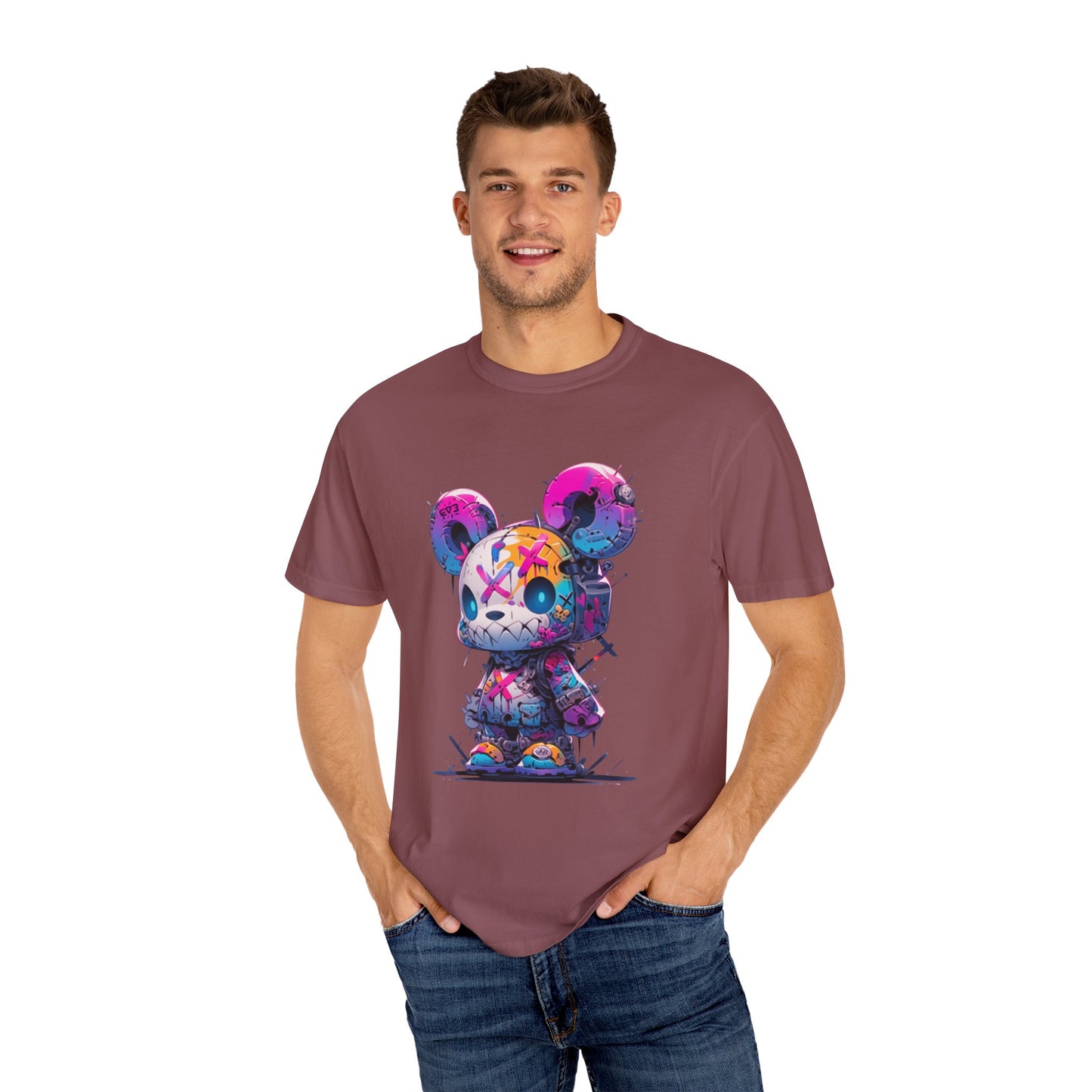 Hip Hop Teddy Bear Graphic Unisex Garment-dyed T-shirt Cotton Funny Humorous Graphic Soft Premium Unisex Men Women Brick T-shirt Birthday Gift-30