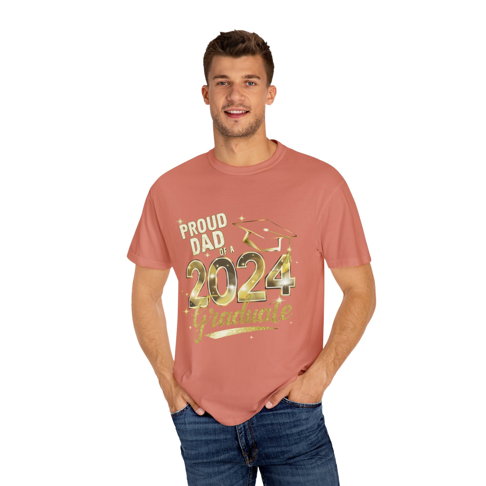 Proud of Dad 2024 Graduate Unisex Garment-dyed T-shirt Cotton Funny Humorous Graphic Soft Premium Unisex Men Women Terracotta T-shirt Birthday Gift-57