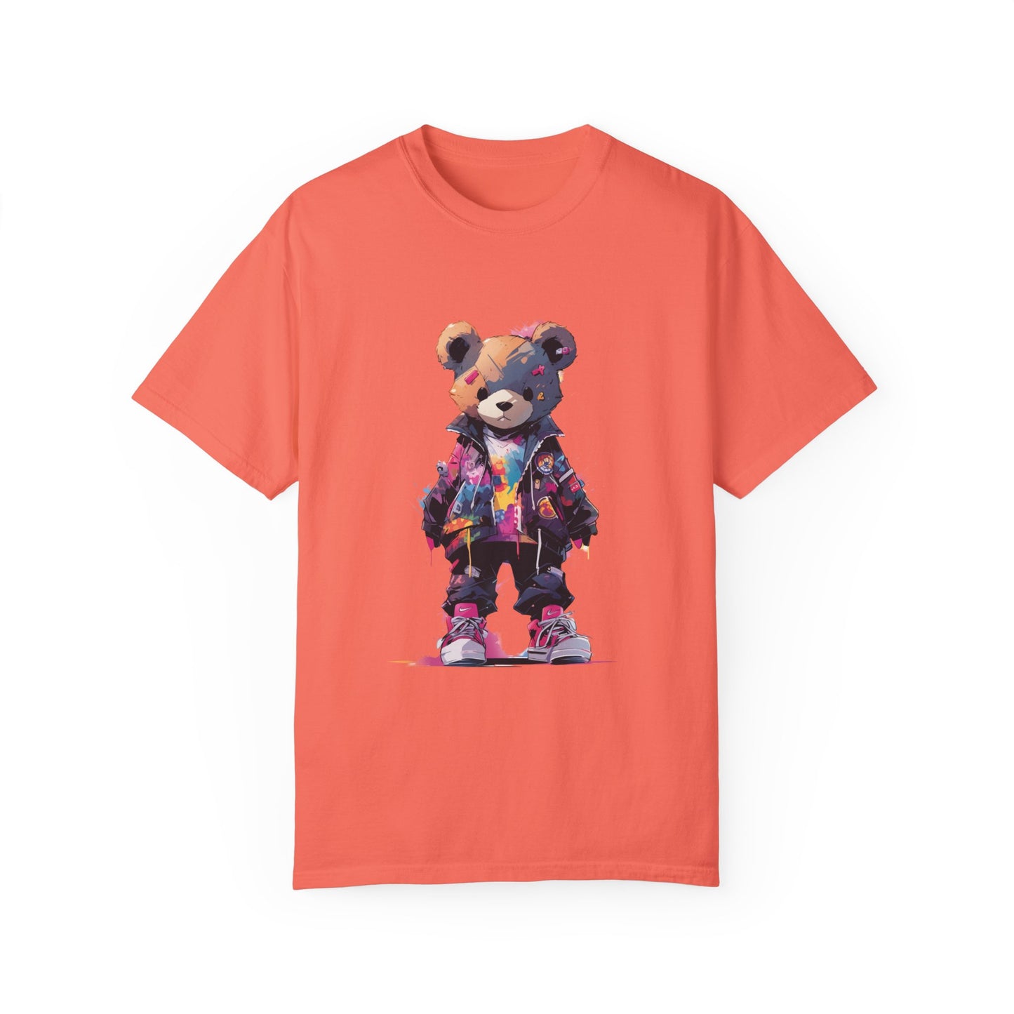 Hip Hop Teddy Bear Graphic Unisex Garment-dyed T-shirt Cotton Funny Humorous Graphic Soft Premium Unisex Men Women Bright Salmon T-shirt Birthday Gift-6