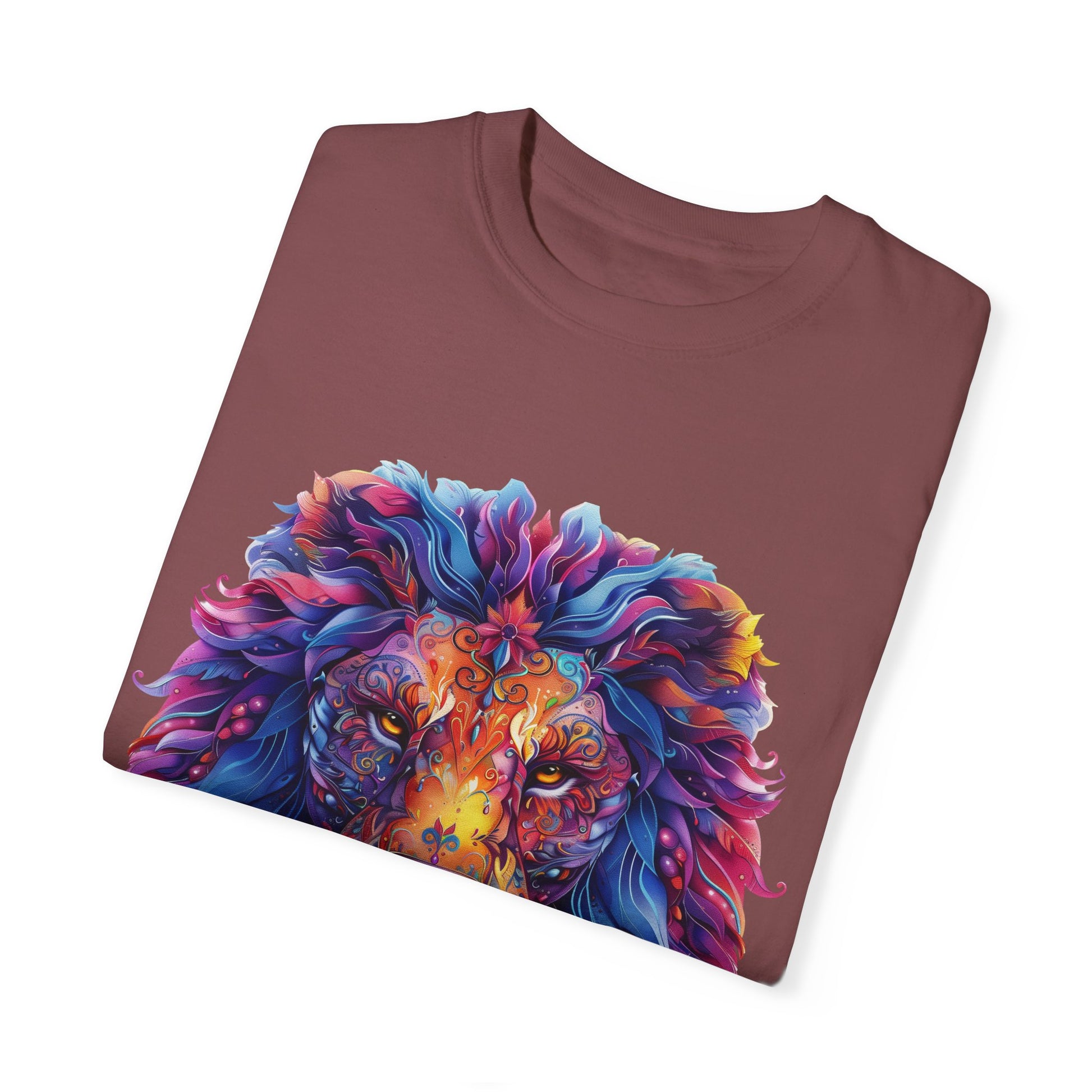Lion Head Cool Graphic Design Novelty Unisex Garment-dyed T-shirt Cotton Funny Humorous Graphic Soft Premium Unisex Men Women Brick T-shirt Birthday Gift-29
