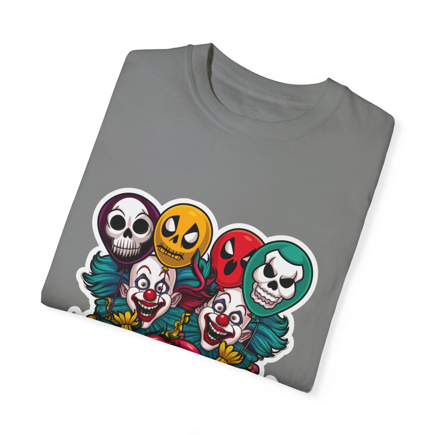 Funny Horror Scary Clown Face Urban Sarcastic Graphic Unisex Garment Dyed T-shirt Cotton Funny Humorous Graphic Soft Premium Unisex Men Women Grey T-shirt Birthday Gift-41