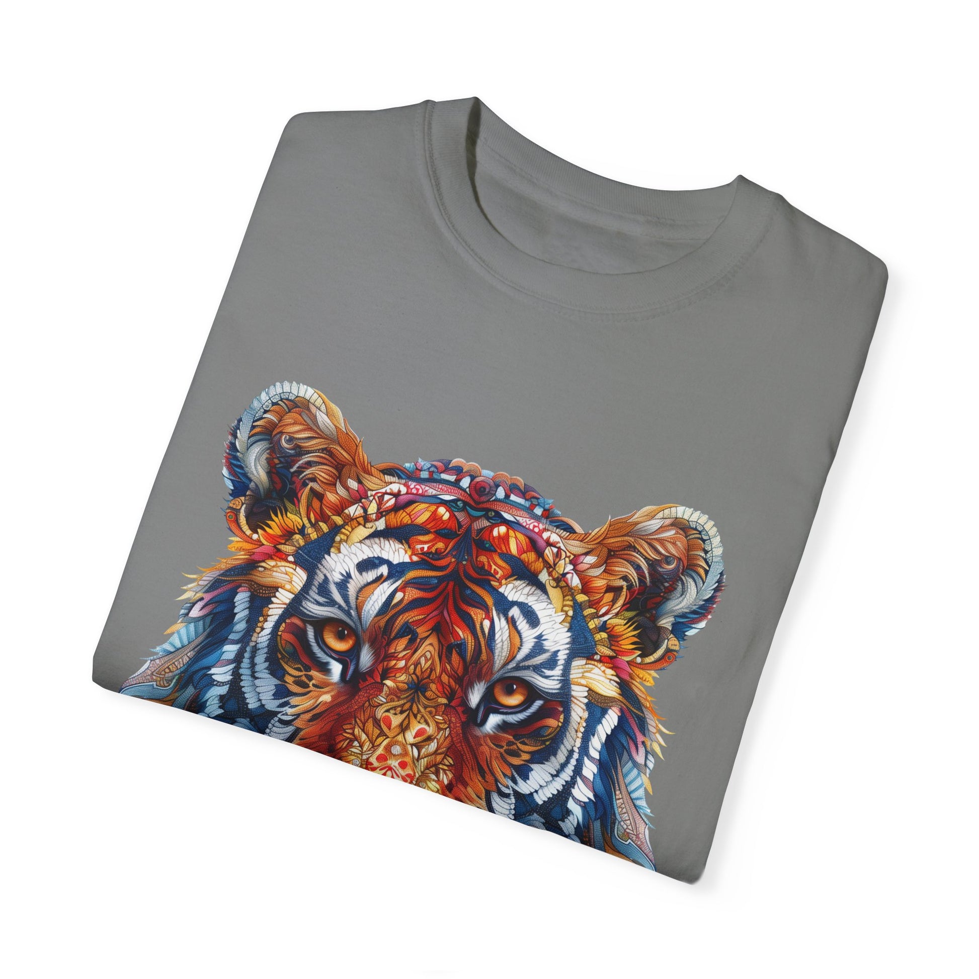 Lion Head Cool Graphic Design Novelty Unisex Garment-dyed T-shirt Cotton Funny Humorous Graphic Soft Premium Unisex Men Women Grey T-shirt Birthday Gift-41