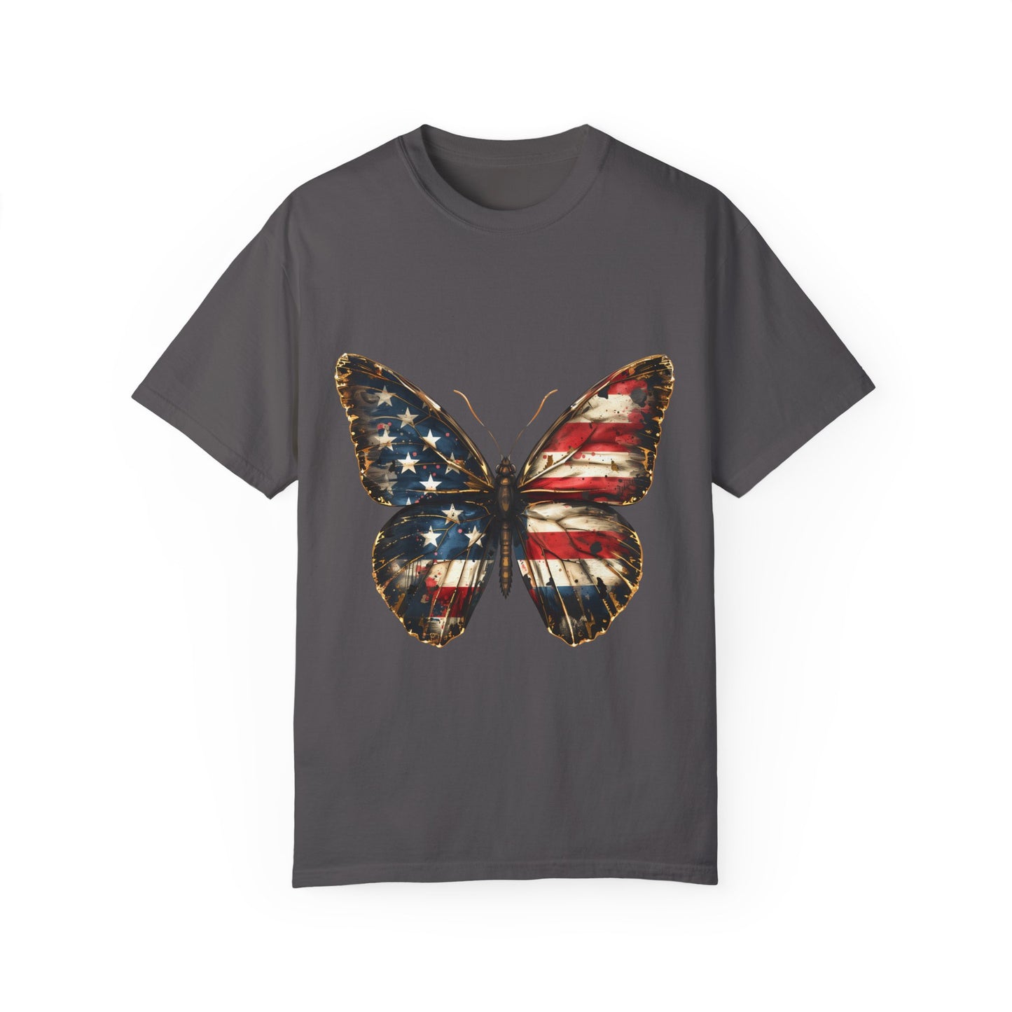 American Flag Butterfly Graphic Unisex Garment Dyed T-shirt Cotton Funny Humorous Graphic Soft Premium Unisex Men Women Graphite T-shirt Birthday Gift-8