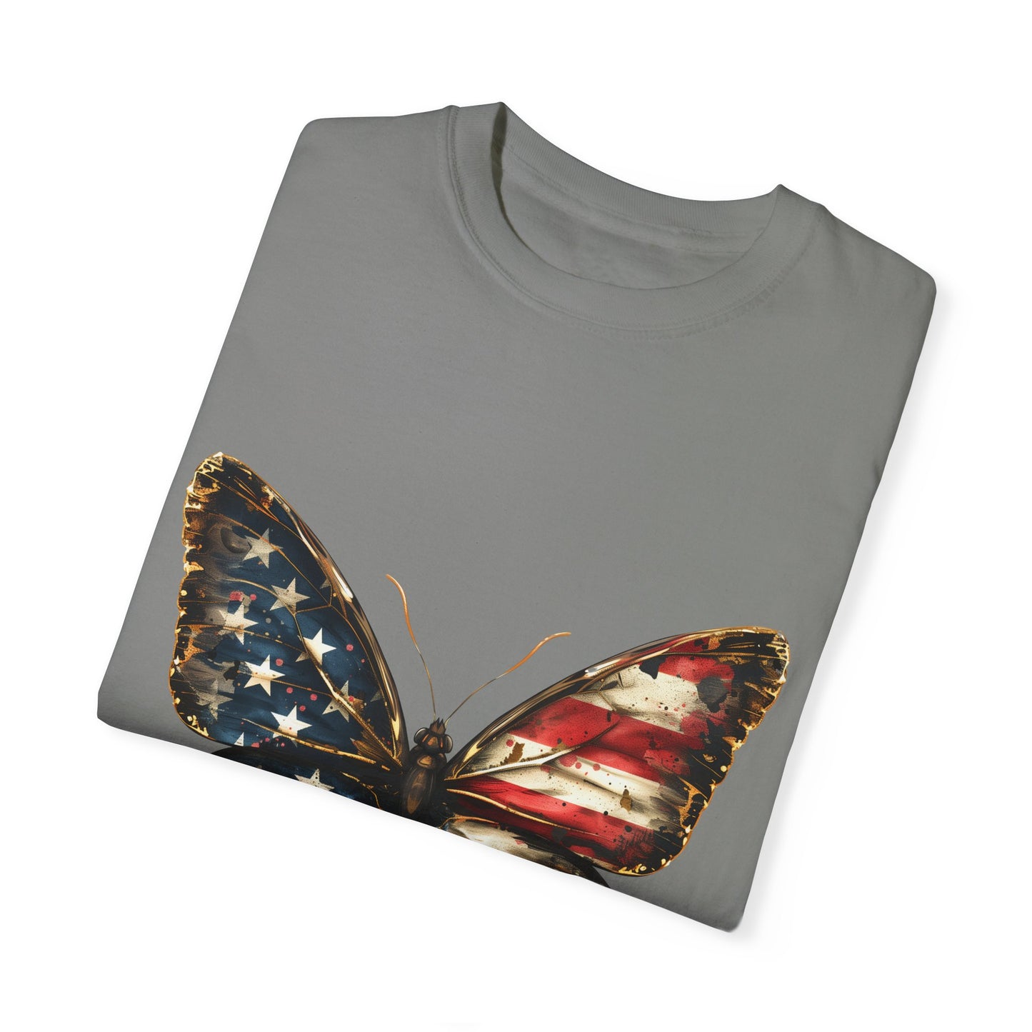 American Flag Butterfly Graphic Unisex Garment Dyed T-shirt Cotton Funny Humorous Graphic Soft Premium Unisex Men Women Granite T-shirt Birthday Gift-26