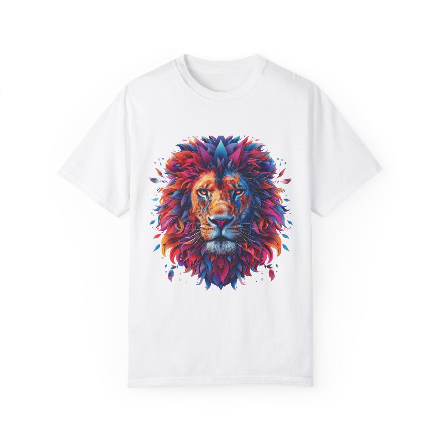 Lion Head Cool Graphic Design Novelty Unisex Garment-dyed T-shirt Cotton Funny Humorous Graphic Soft Premium Unisex Men Women White T-shirt Birthday Gift-3