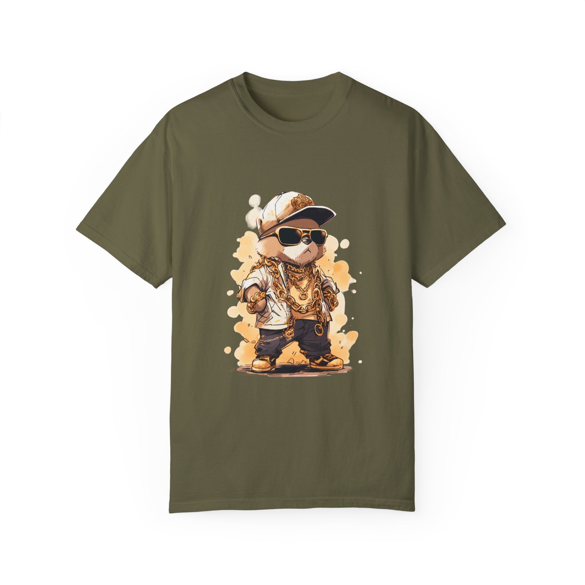 Hip Hop Teddy Bear Graphic Unisex Garment-dyed T-shirt Cotton Funny Humorous Graphic Soft Premium Unisex Men Women Sage T-shirt Birthday Gift-13