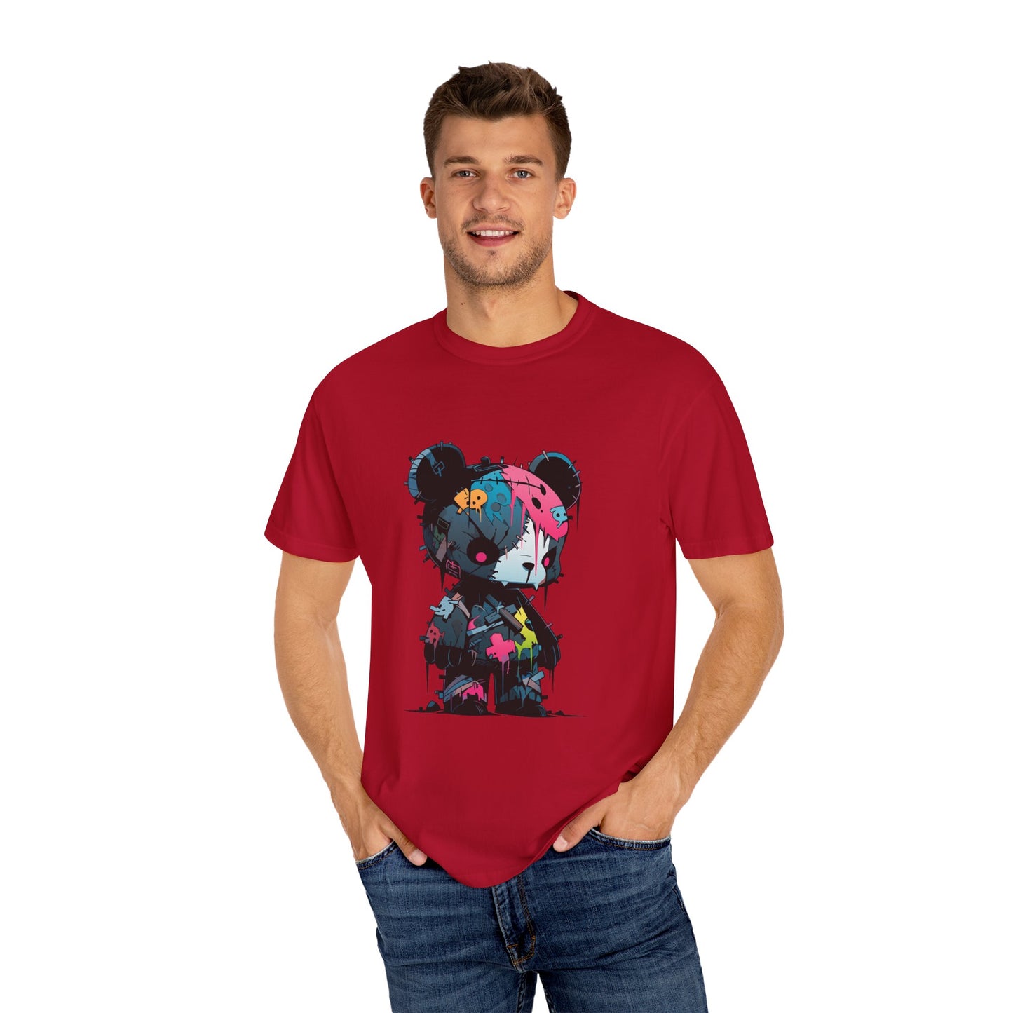 Hip Hop Teddy Bear Graphic Unisex Garment-dyed T-shirt Cotton Funny Humorous Graphic Soft Premium Unisex Men Women Red T-shirt Birthday Gift-24