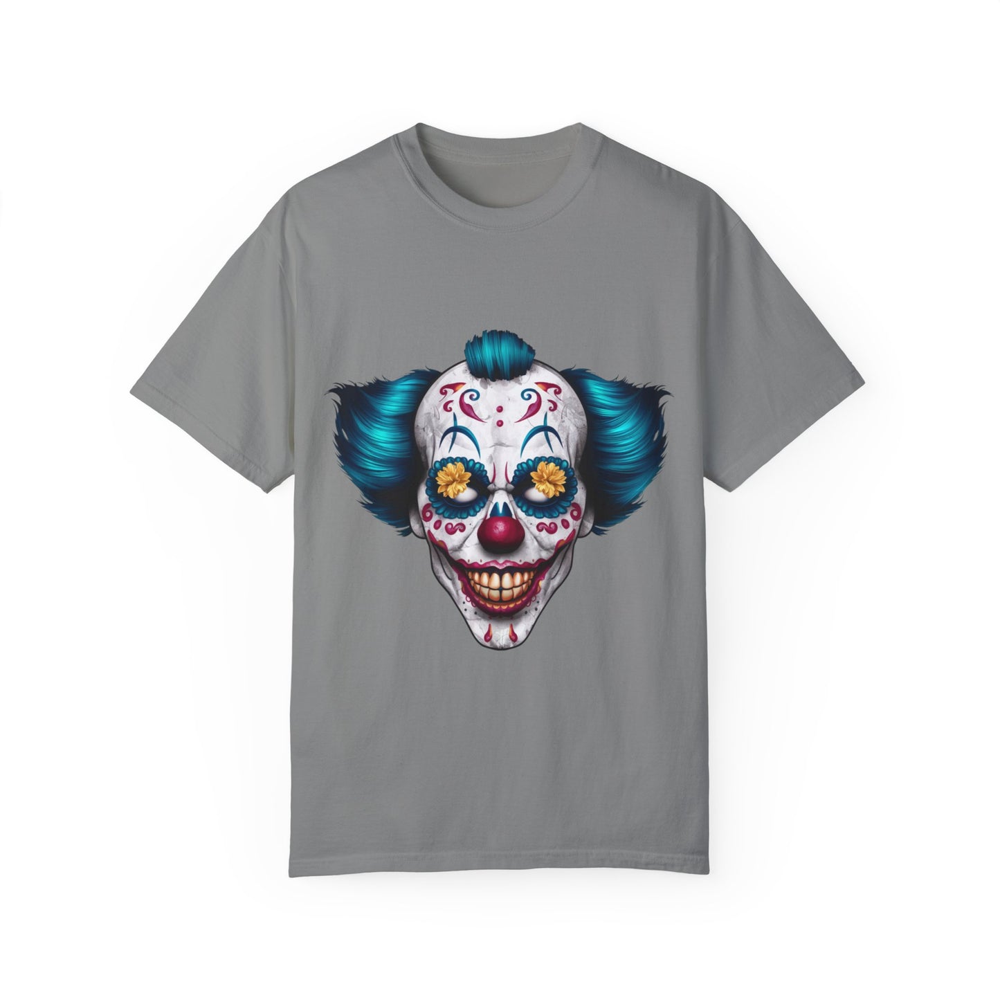 Funny Horror Scary Clown Face Urban Sarcastic Graphic Unisex Garment Dyed T-shirt Cotton Funny Humorous Graphic Soft Premium Unisex Men Women Granite T-shirt Birthday Gift-4